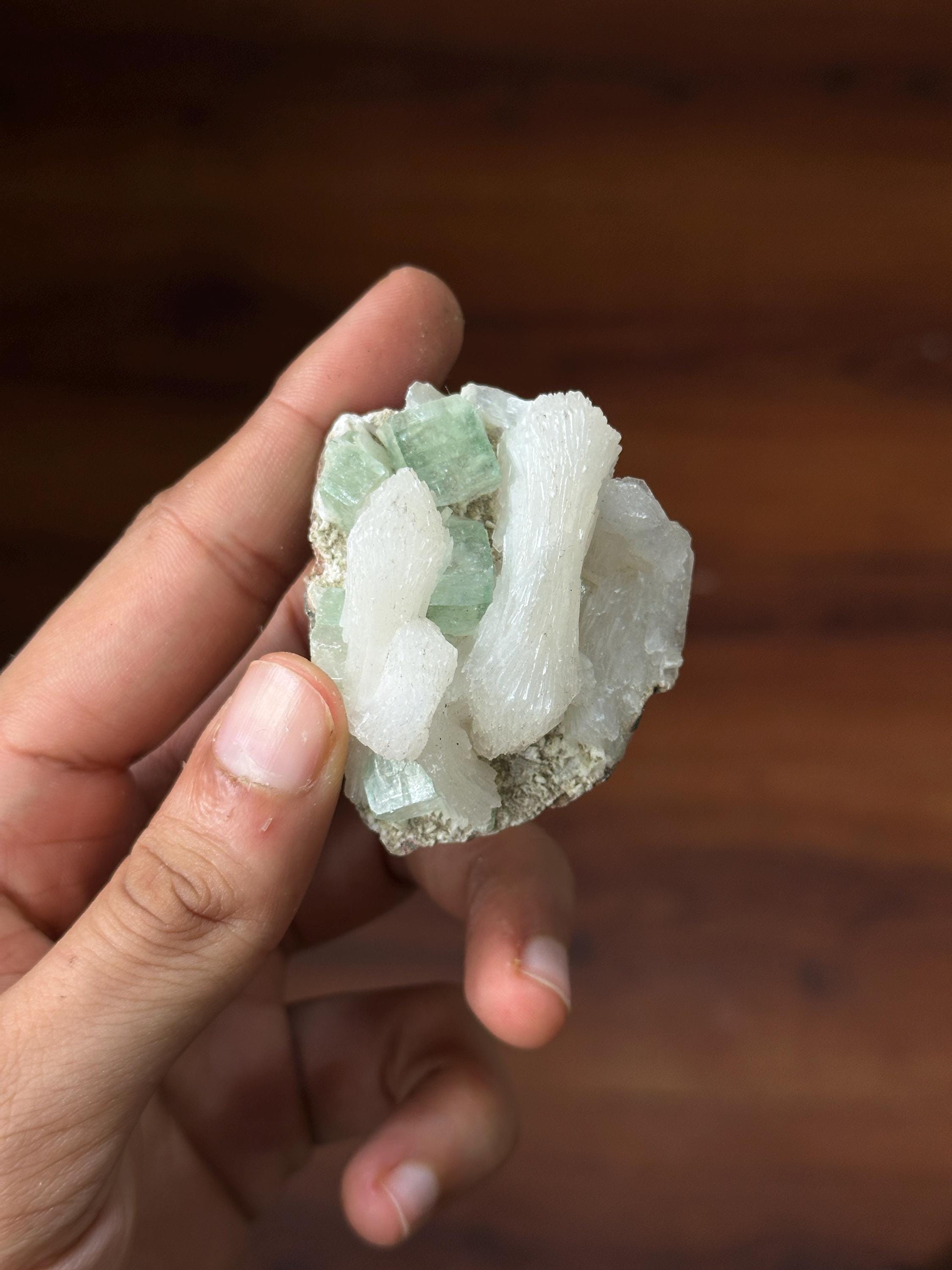Green Apophyllite with Stilbite Bowties