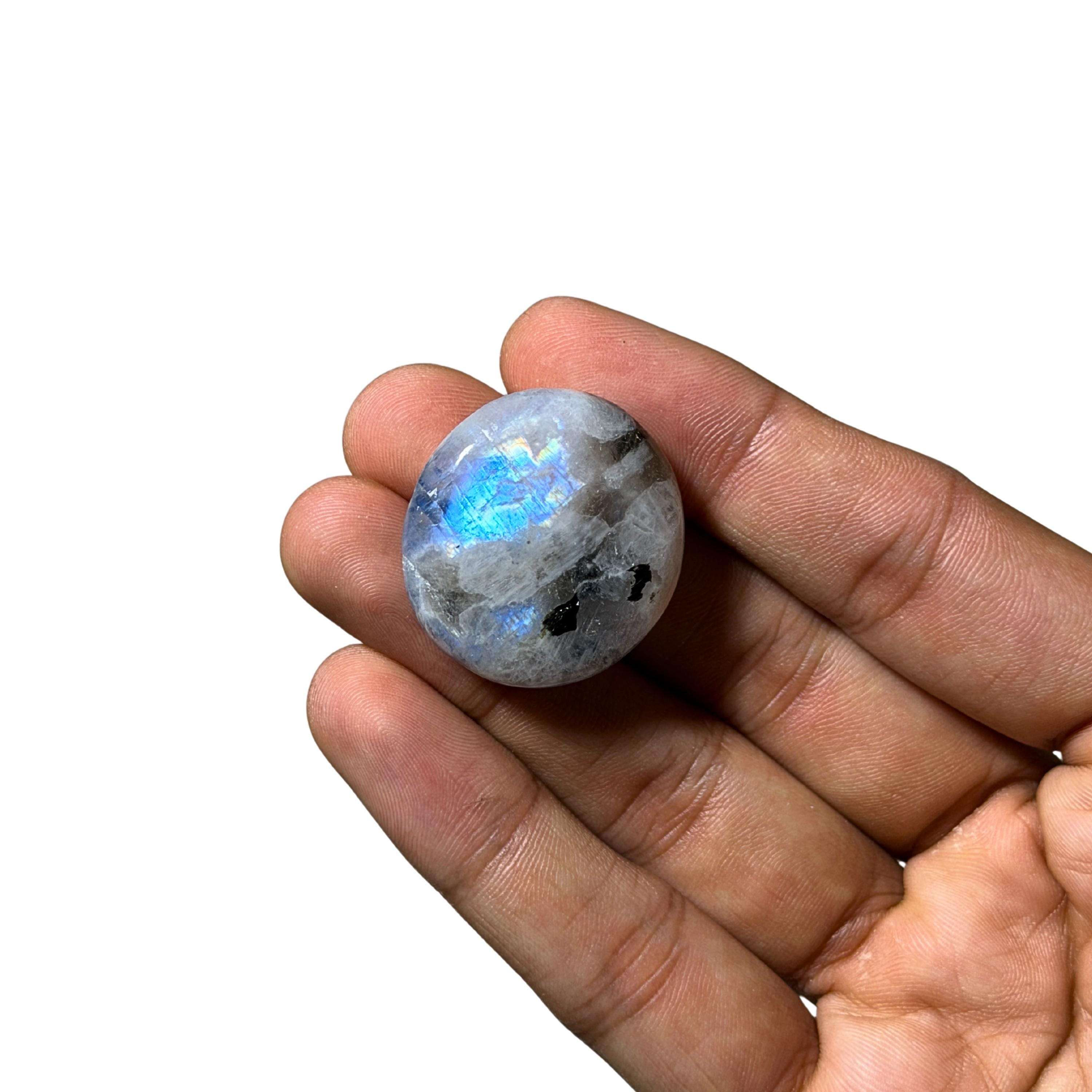 Rainbow Moonstone Mini Flatstone • Blue Flash Polished Feldspar