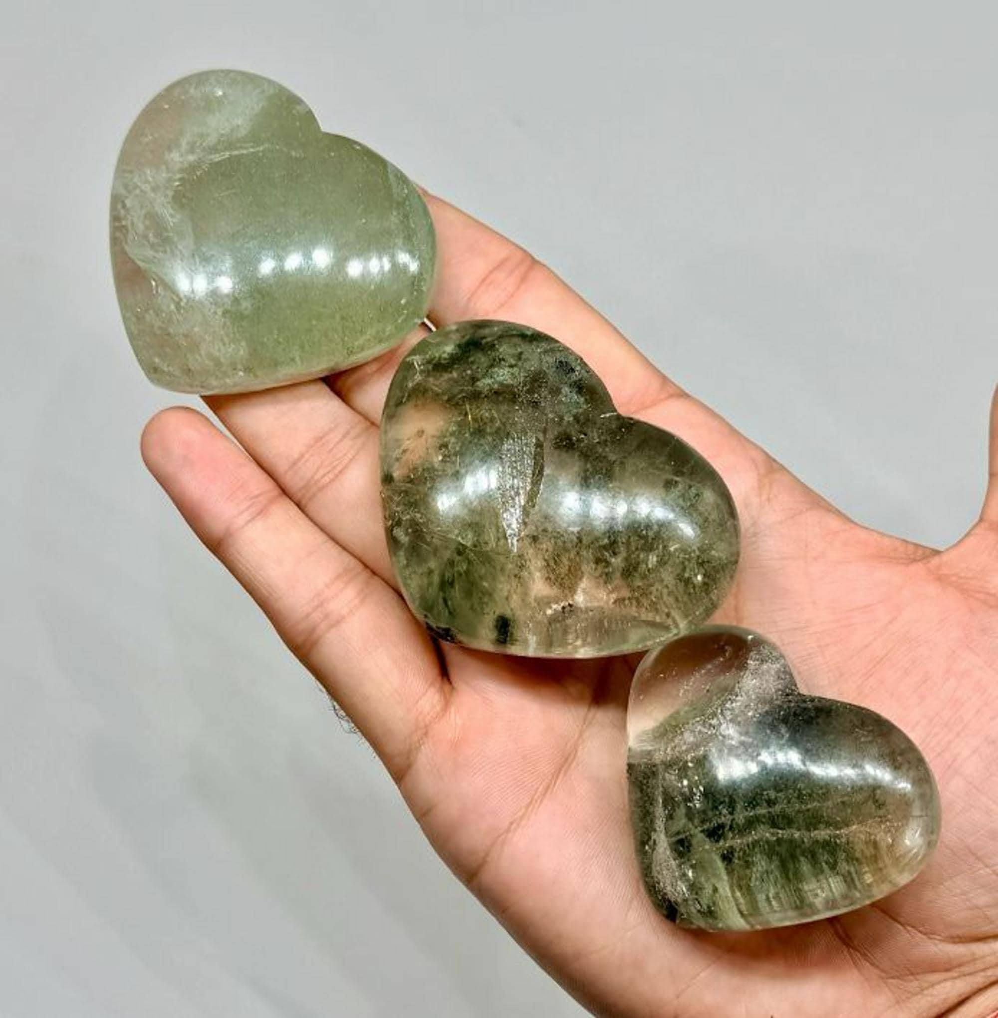 Himalayan Quartz Hearts- Green Chlorite Inclusions