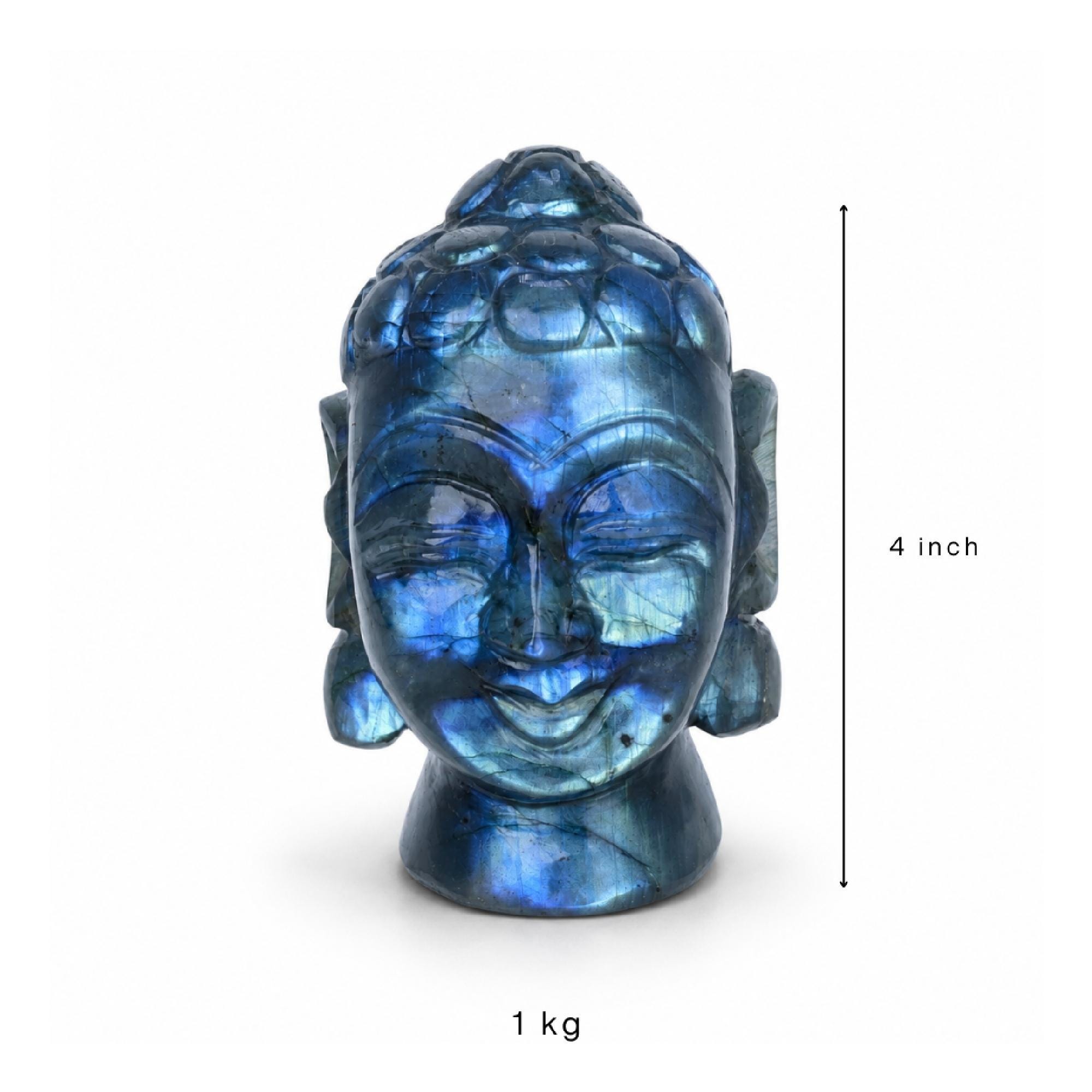 Labradorite Buddha Head Carving