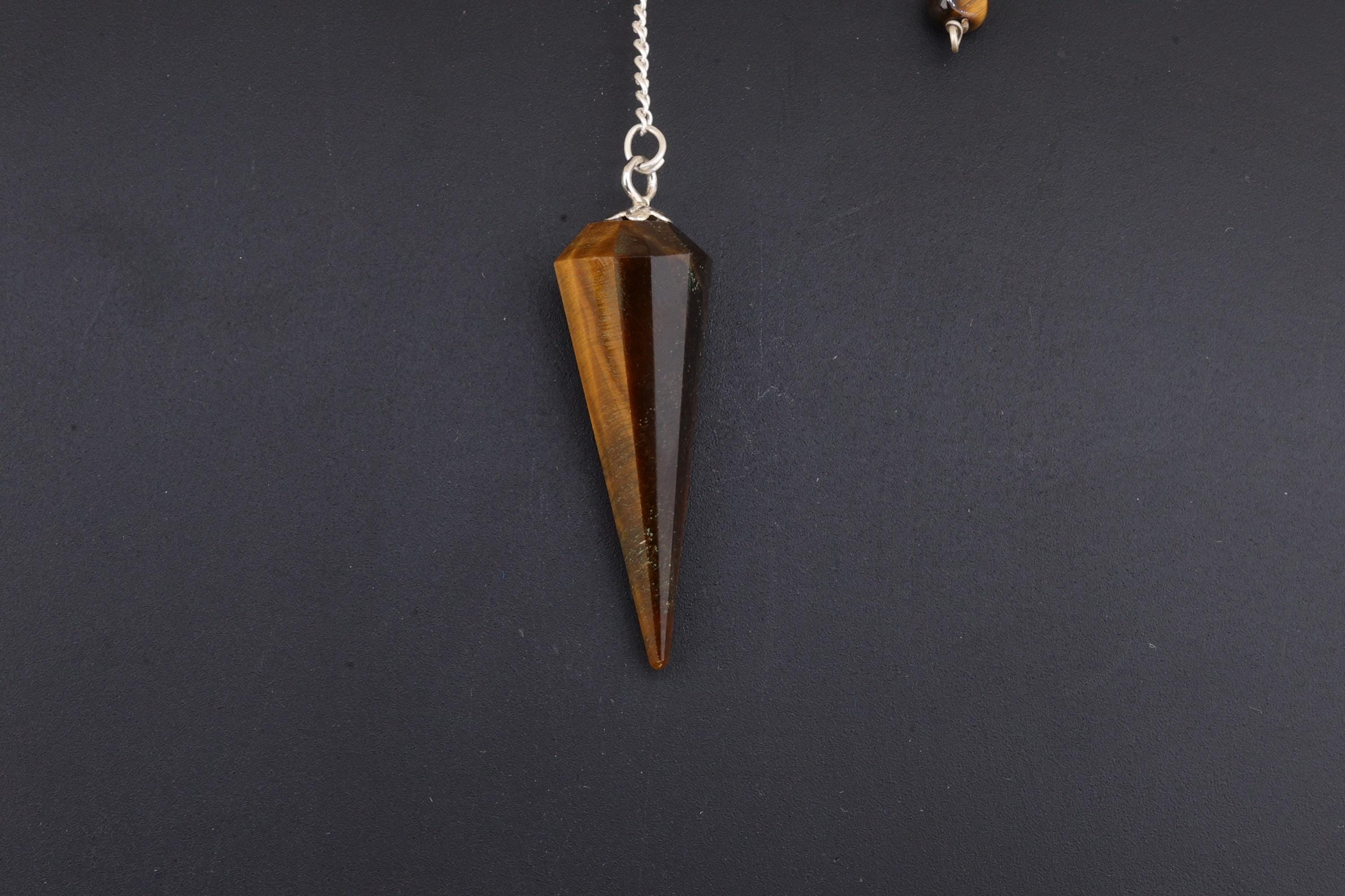 Tiger Eye Faceted Cone Silver-Tone Pendulum