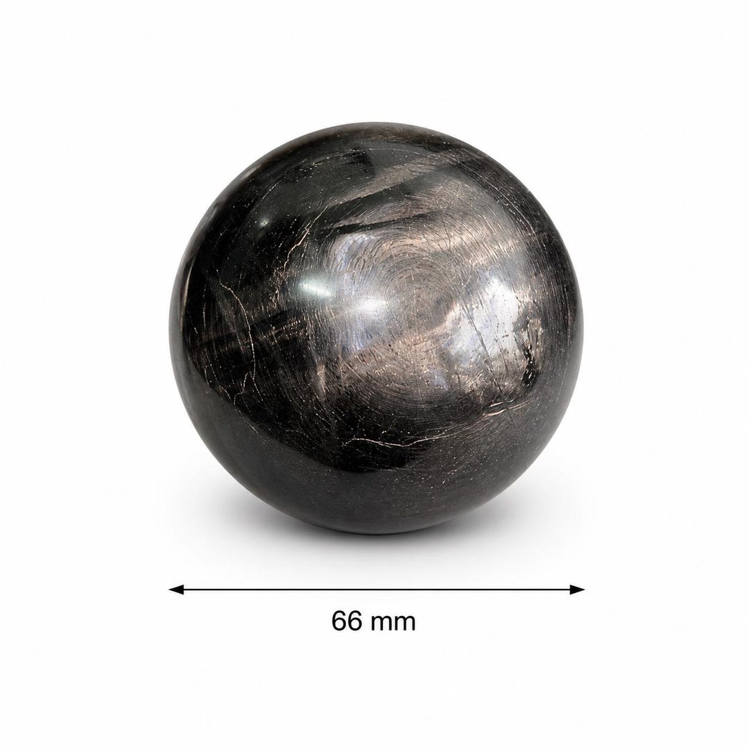66mm 422g | Hypersthene Sphere - Velvet Black & Silver Sheen - Etsy