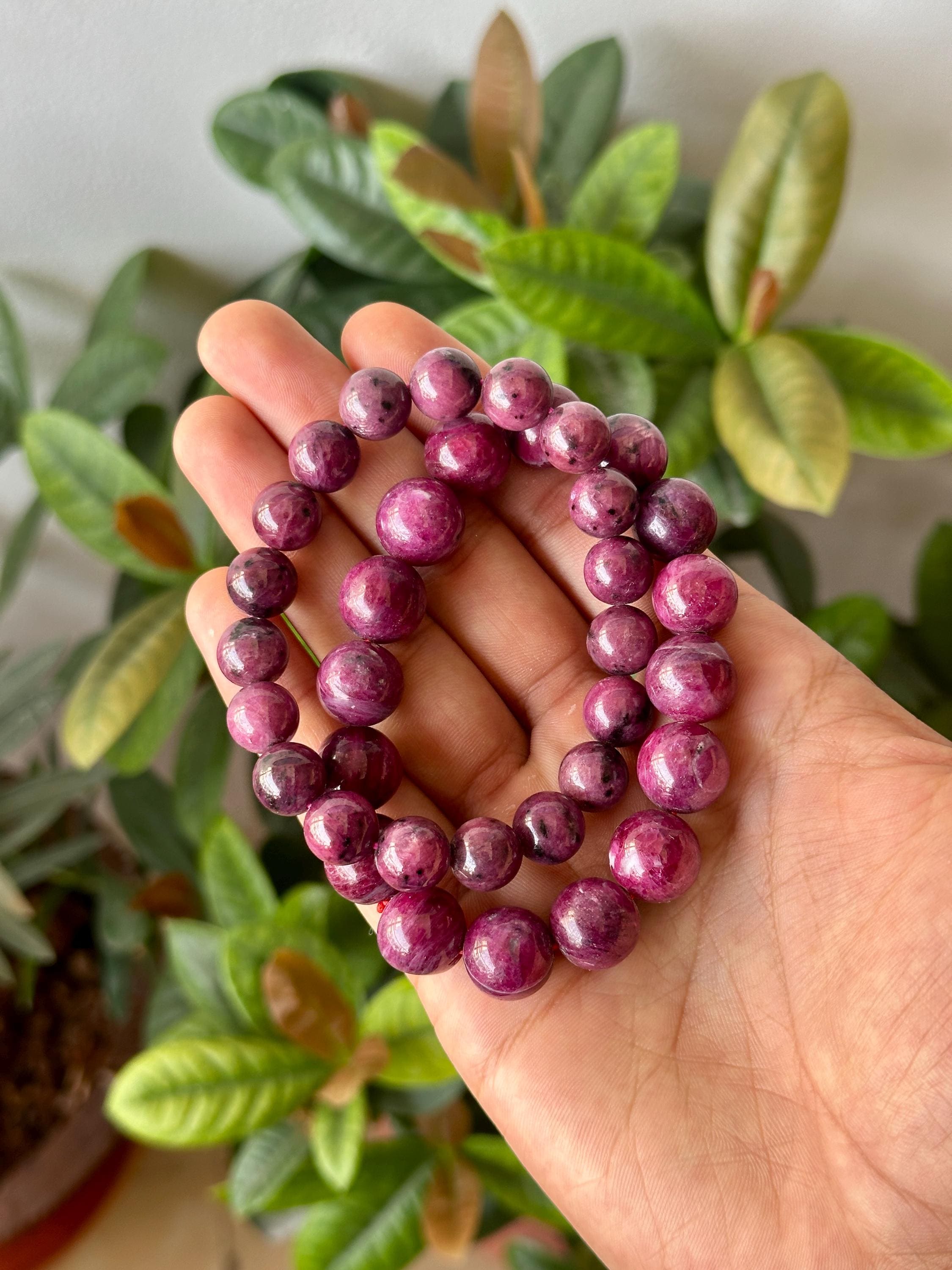 African Ruby Beaded Bracelet: Handmade Crystal Jewelry, Tanzania