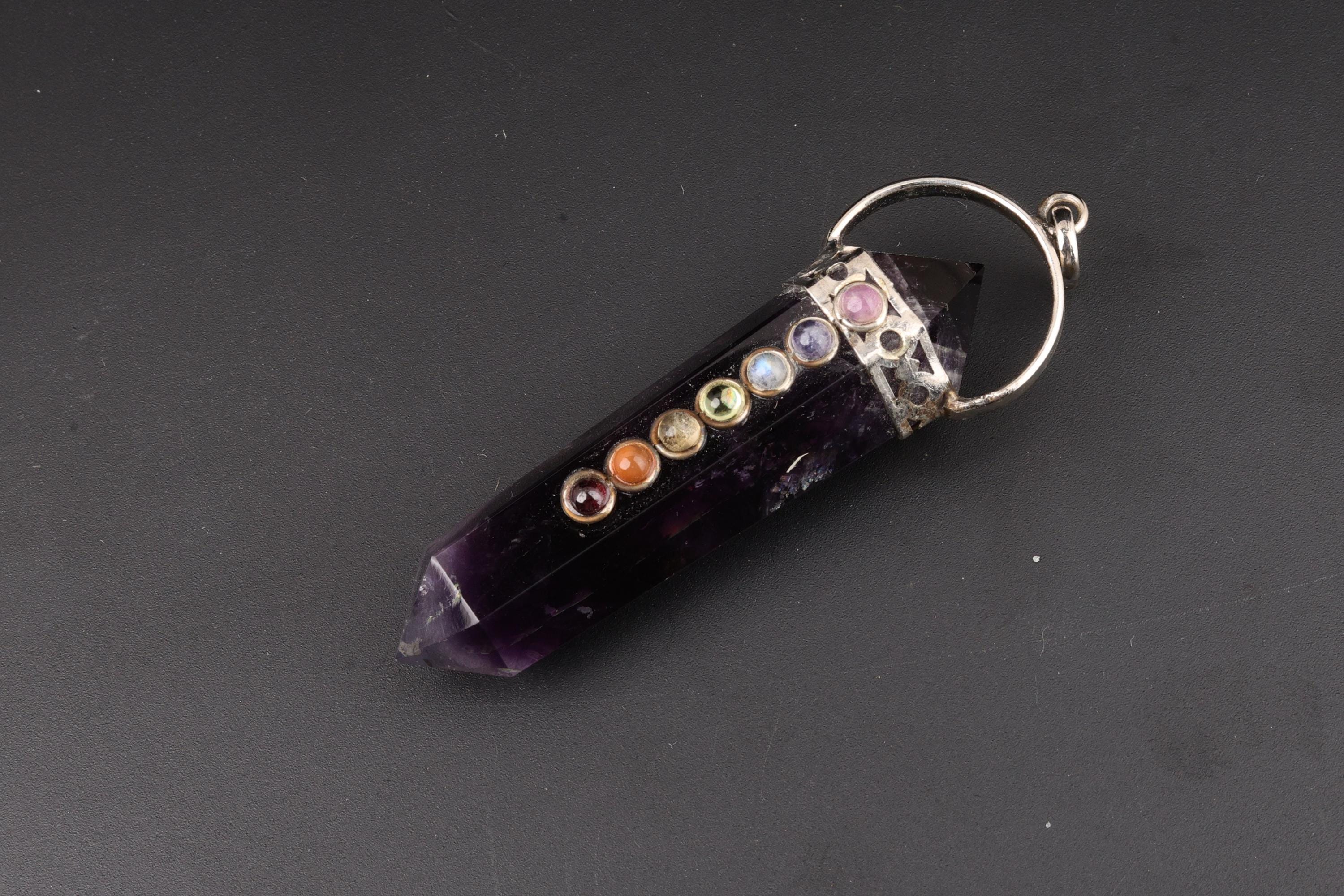 7 Chakra Fluorite Double Terminated Vogel Pendulum Pendant