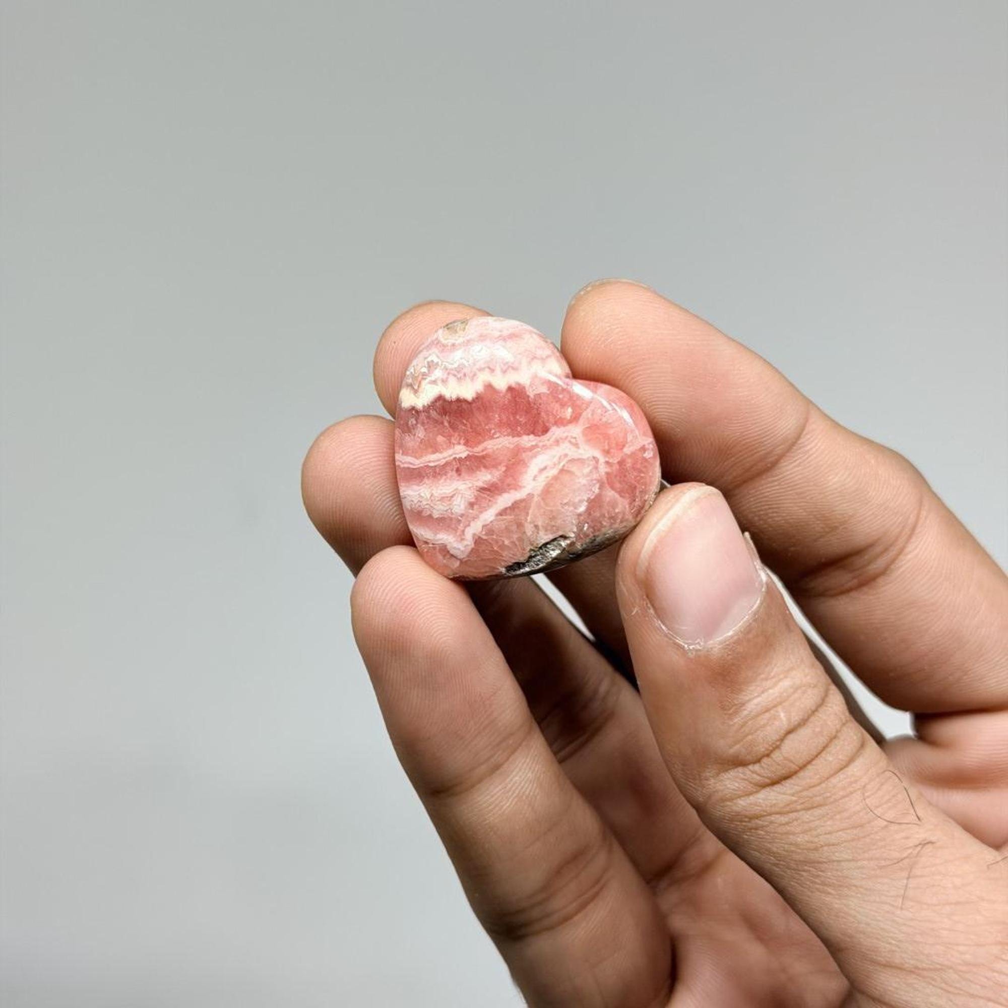 Rhodochrosite Mini Heart- Capillitas Bacon Red Banding