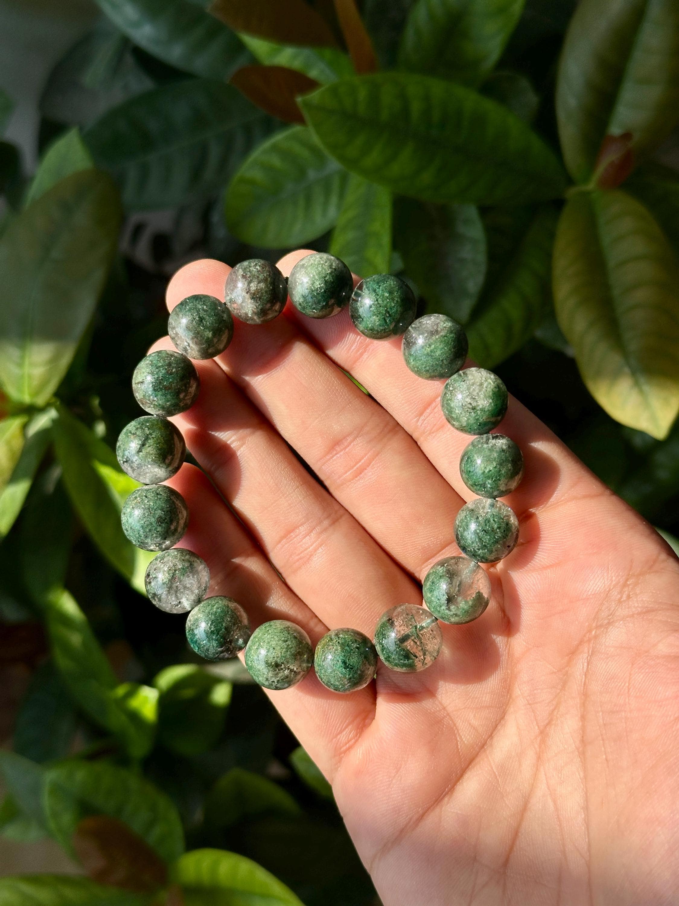 AAA Garden Quartz Bracelet: 14mm Lodolite Dream Stone Jewelry