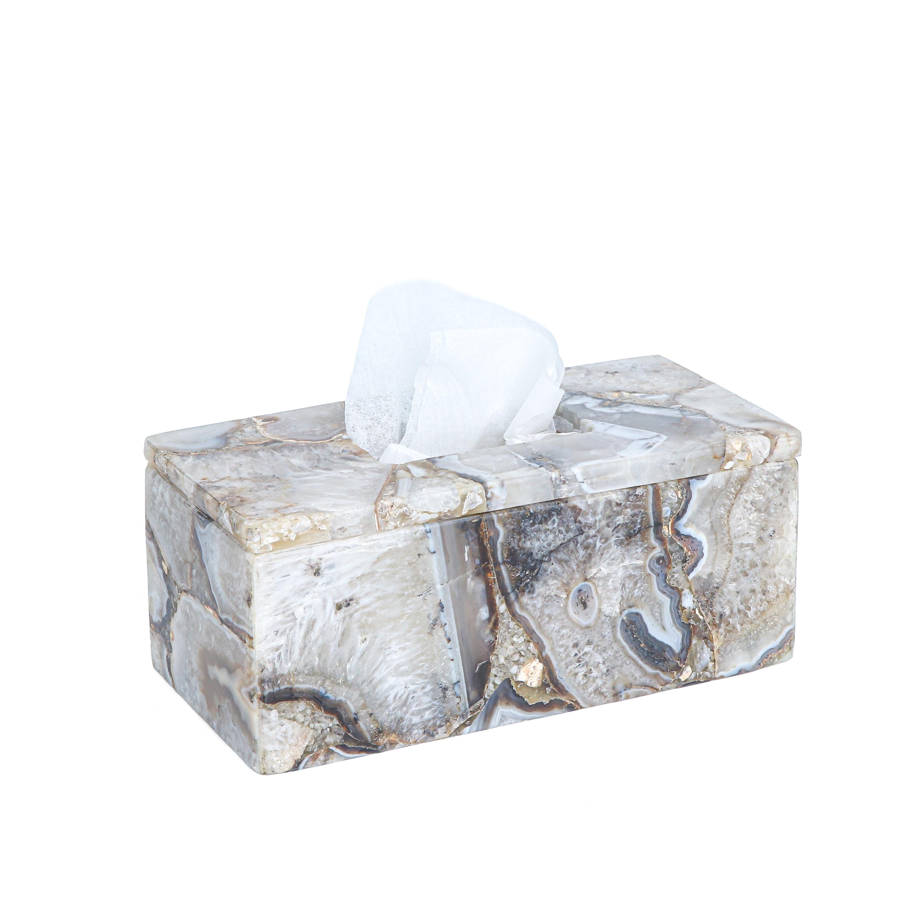 Agate Resin Cathedral Rectangular Tissue Box