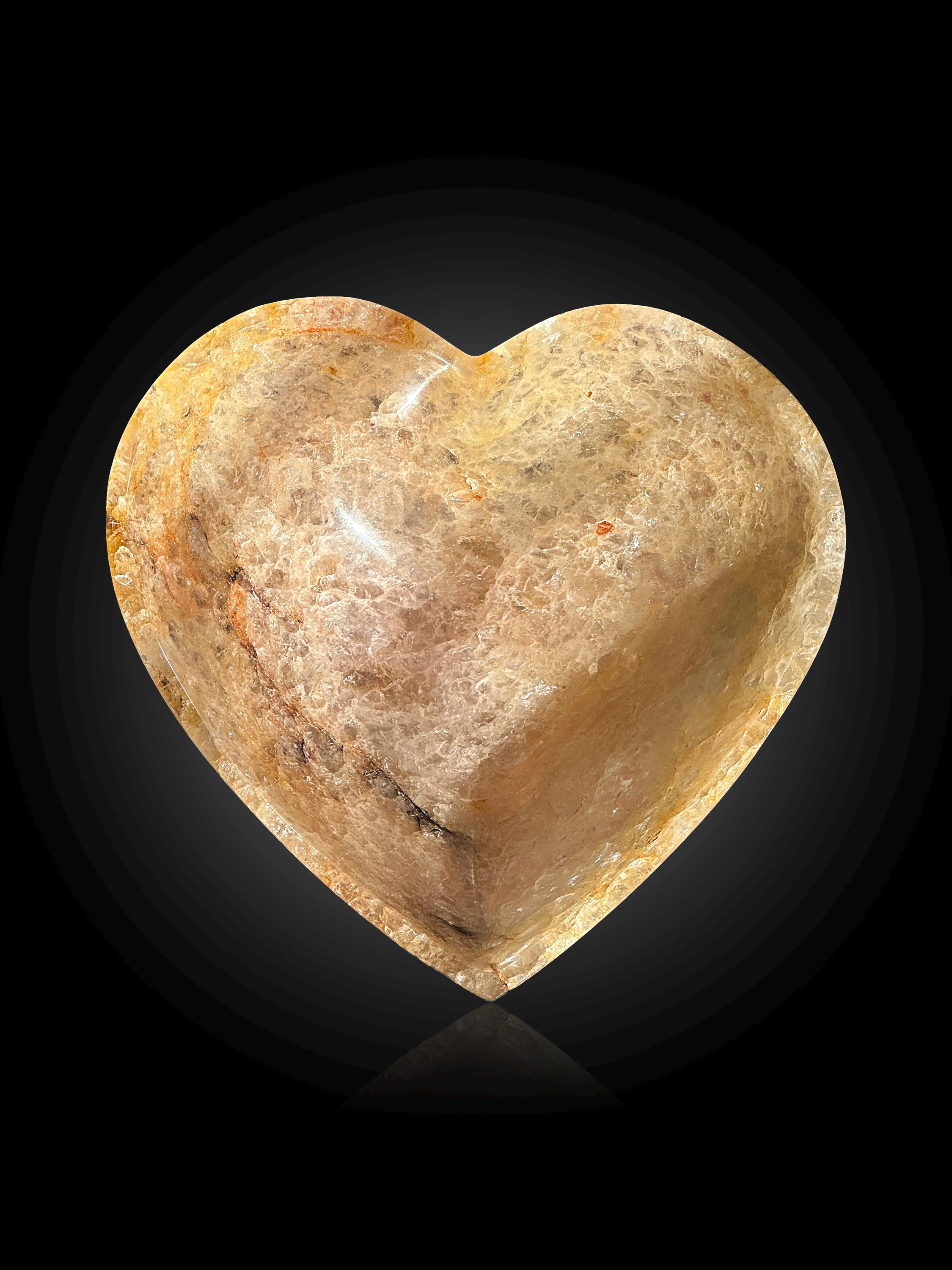 Yellow Aventurine Heart Bowl: Polished Gemstone Decor (5 inch)