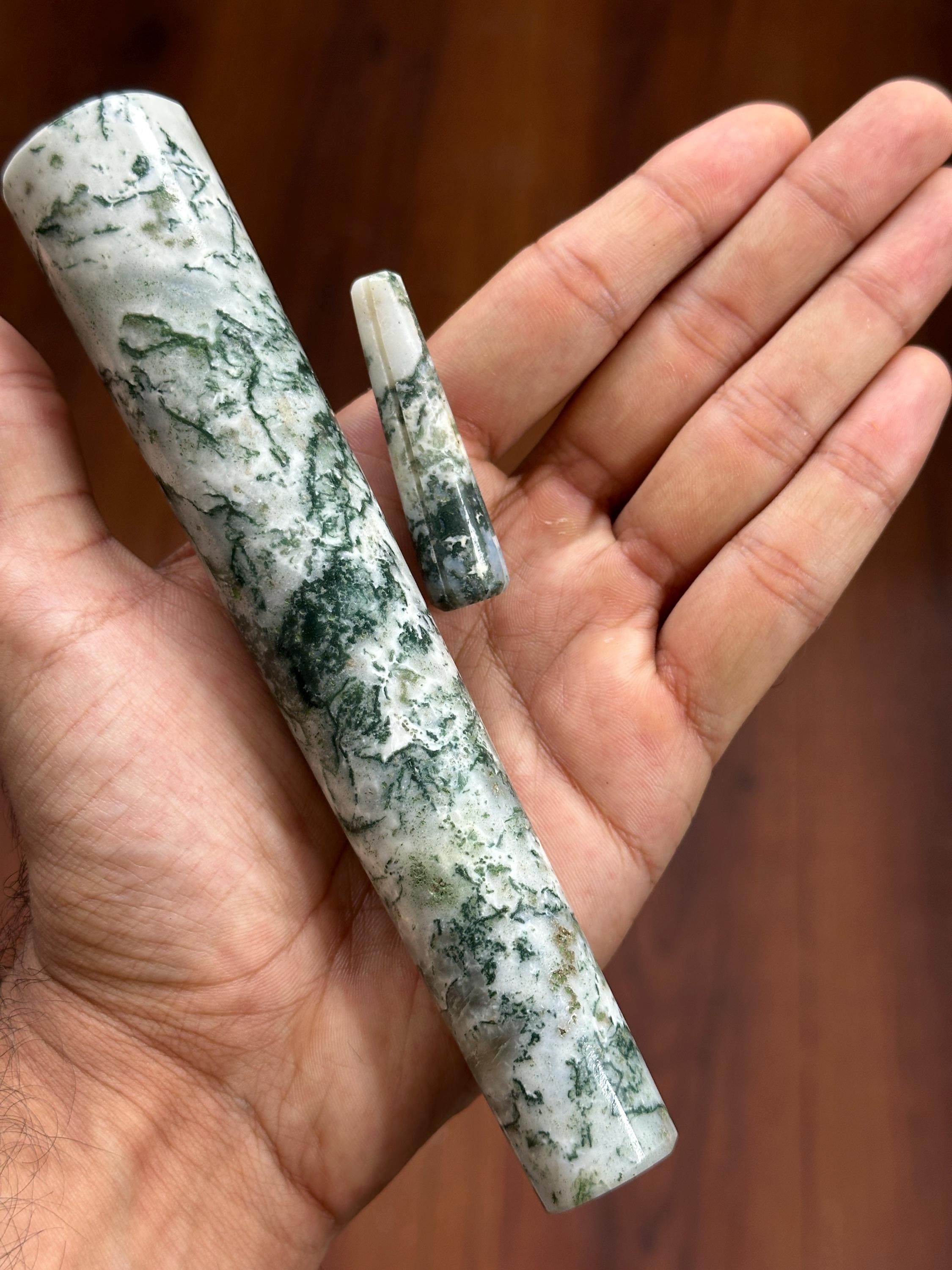 Indian Tree Agate Chillum Pipe