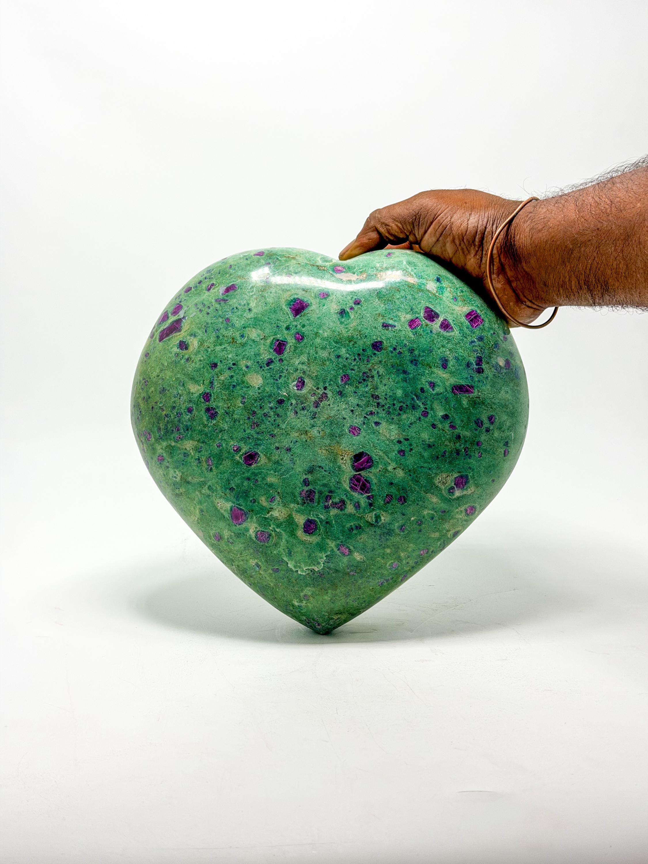 Extra Large Ruby Fuchsite Heart (Channapatna Specimen)