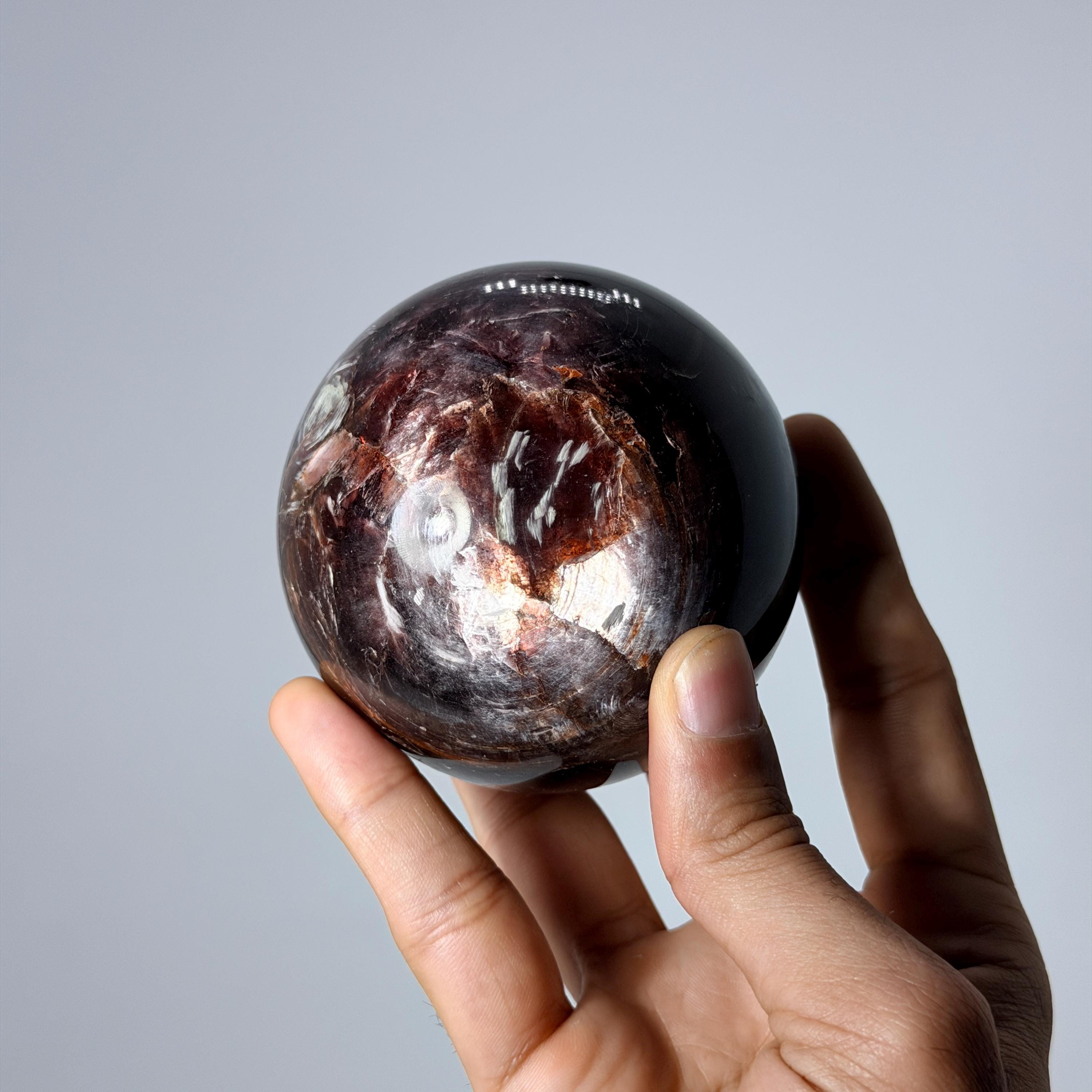 Polished Lepidolite Sphere: Calming Gemstone, Mica Shimmer, 700g