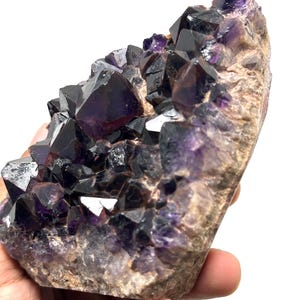 494g Red-Capped Amethyst Cluster (Auralite-23), Natural “Alien Amethyst” from India, Hematite-Tipped Crystal on Matrix