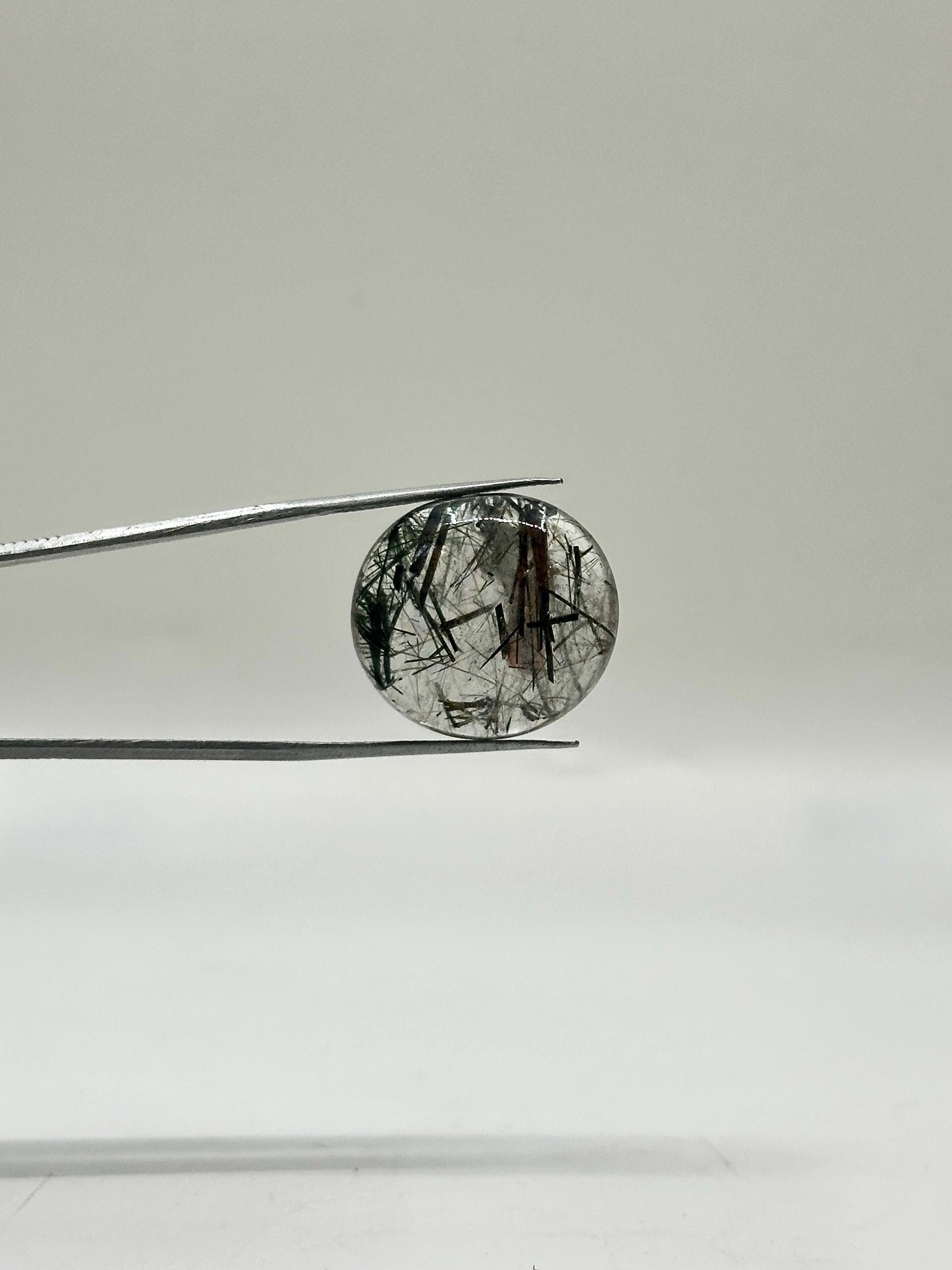 Green Tourmaline in Quartz Cabochon