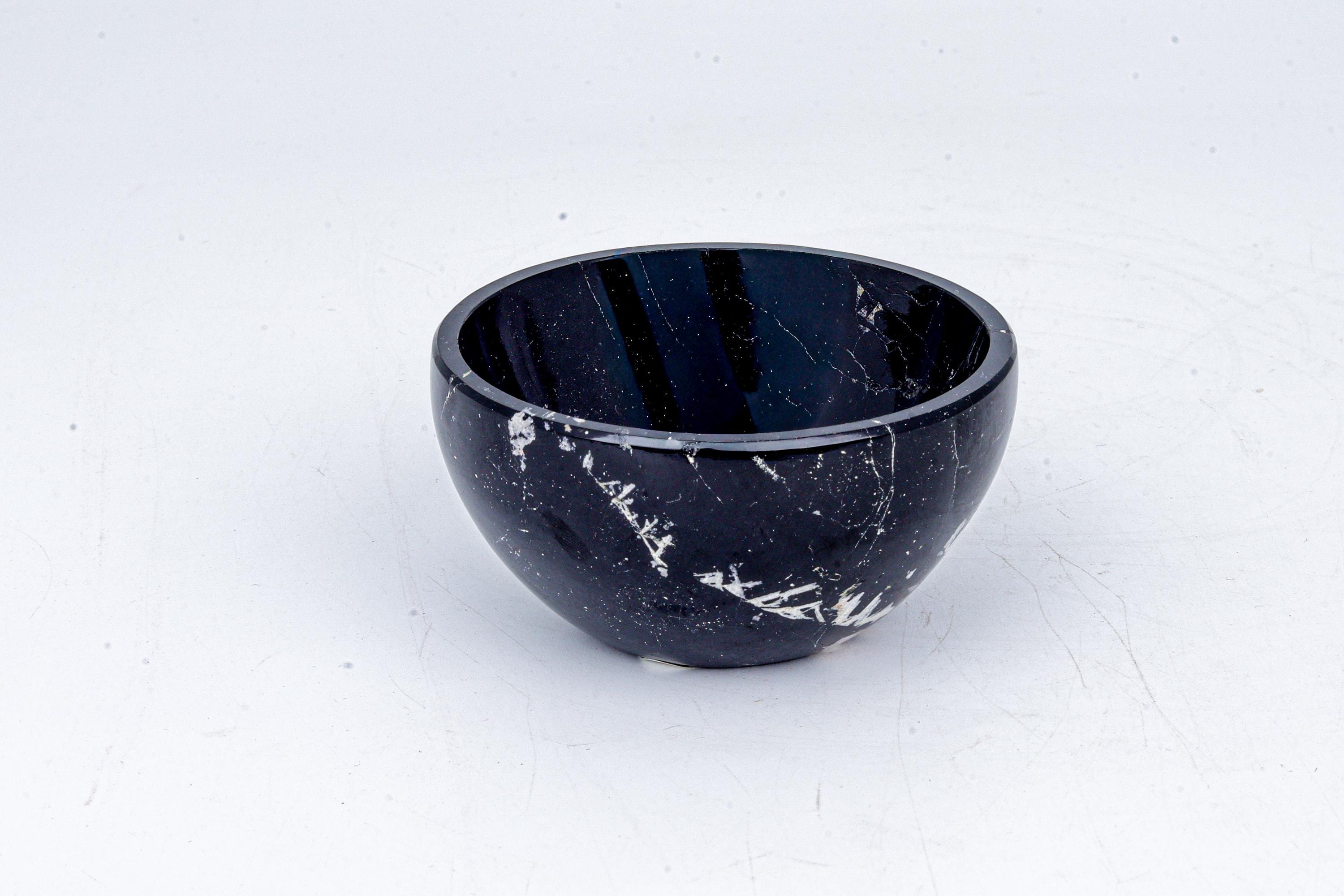 Hand-Polished 3-Inch Black Tourmaline Ritual Bowl: Natural Protective Schorl Stone