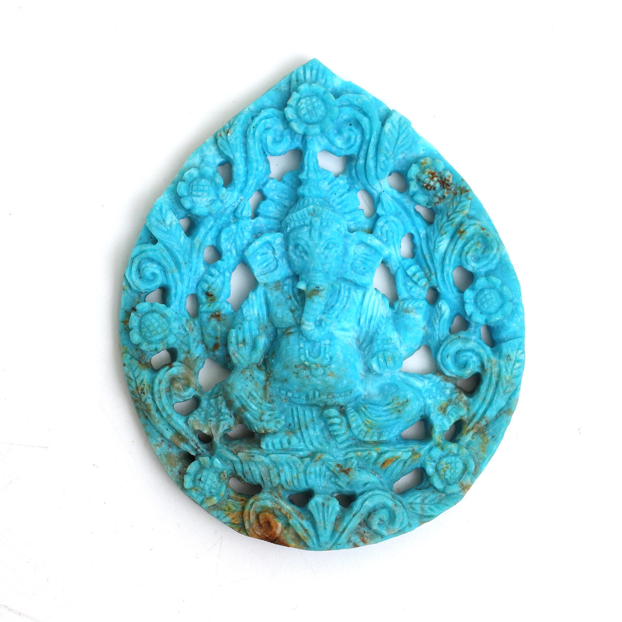 Hand-Carved Arizona Turquoise Ganesha