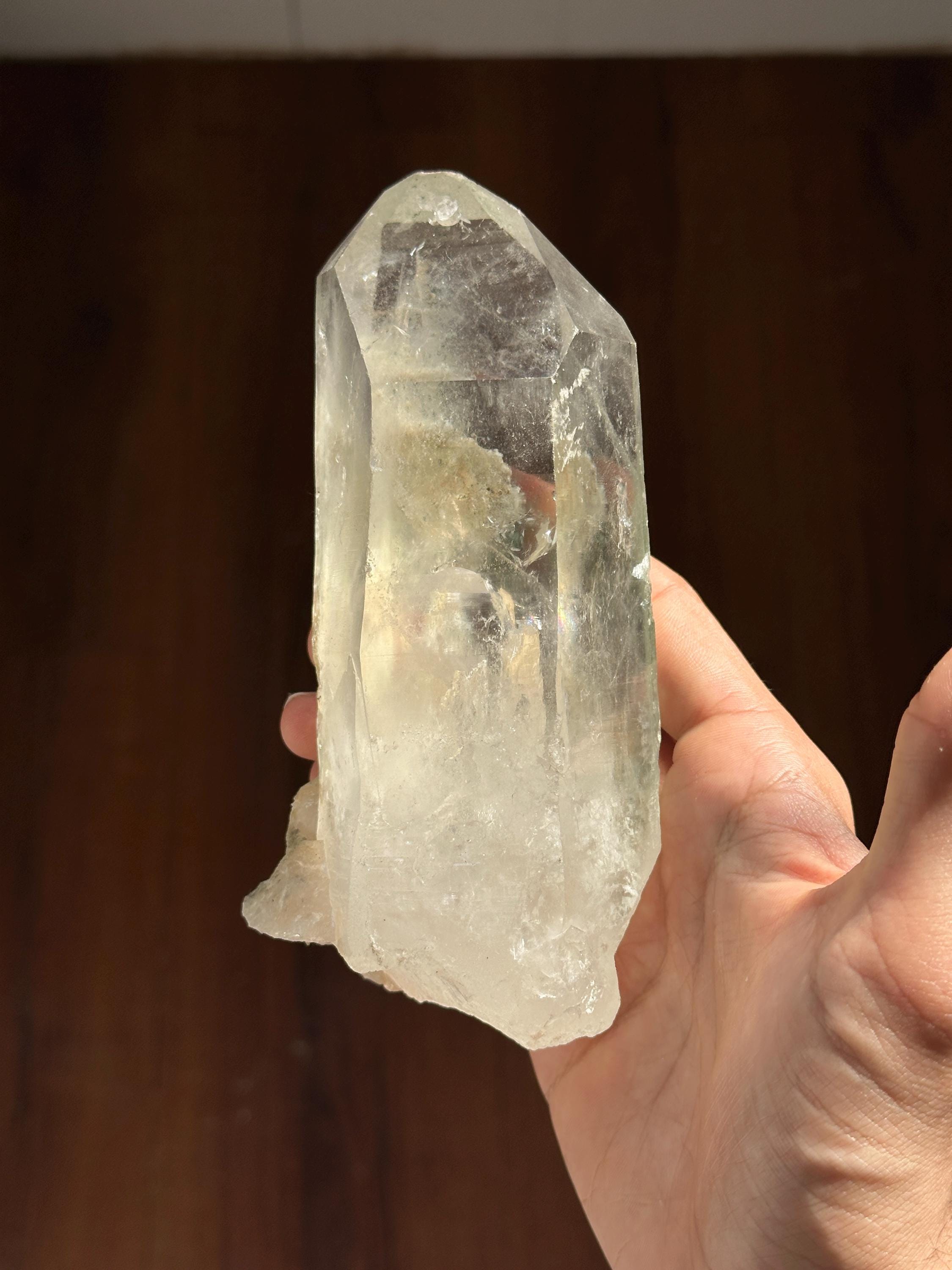 Himalayan Chlorite Quartz Crystal, 715g with Golden Rutile, Raw Gemstone Specimen, Manikaran Mines