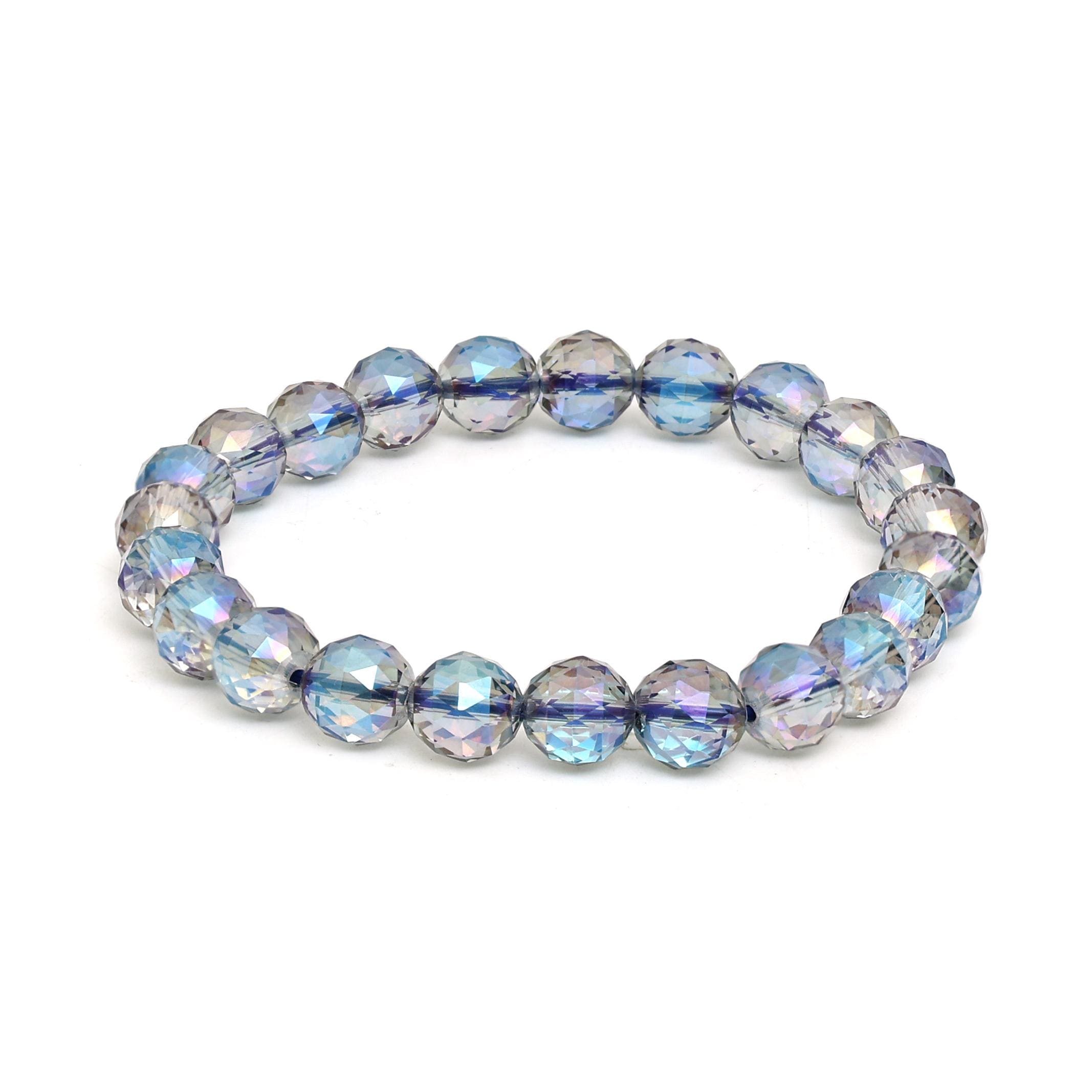 Angel Aura Bracelet: Iridescent Faceted Quartz Violet-Blue Beads