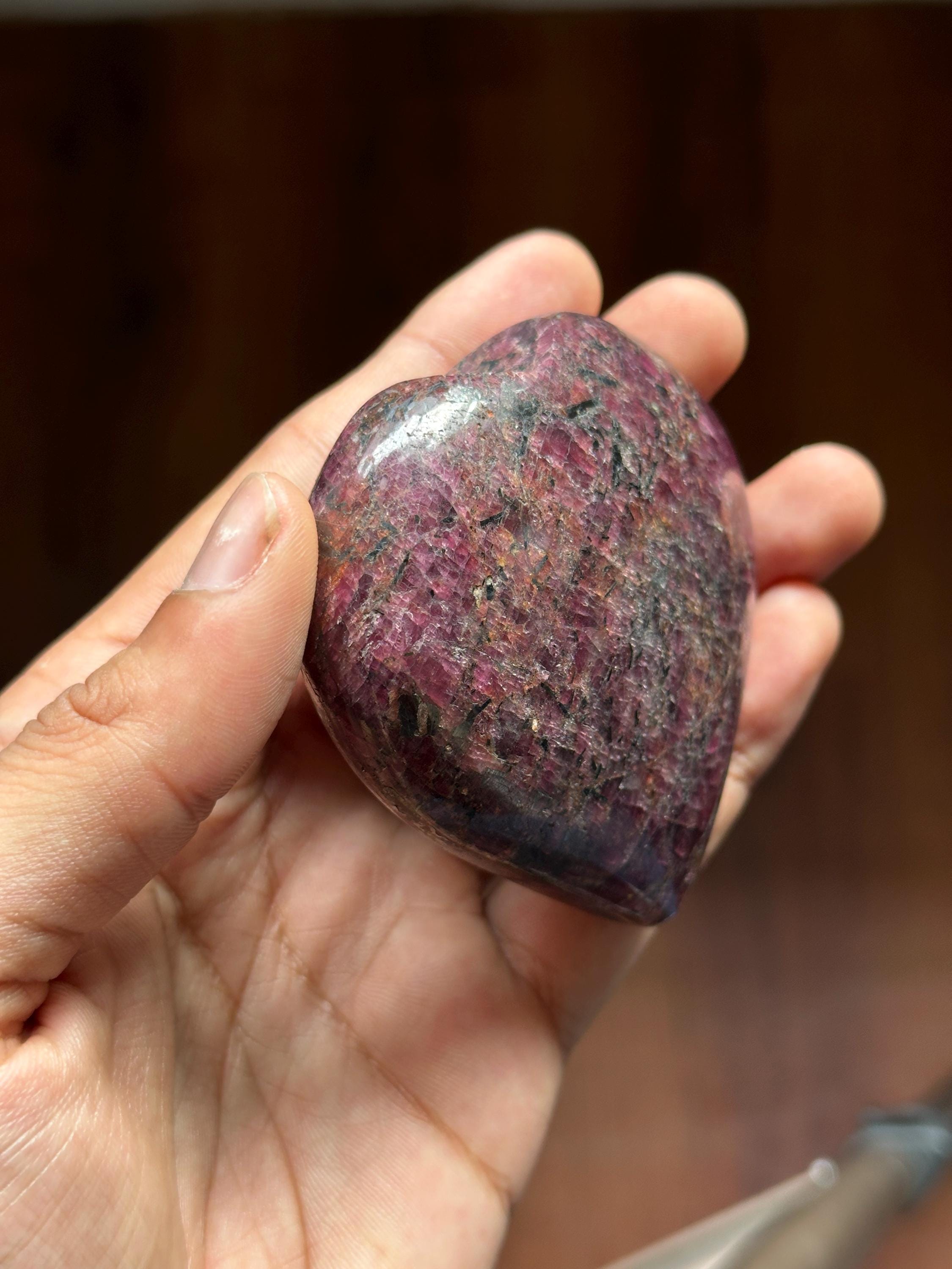 Hand-Polished Ruby Heart Stone