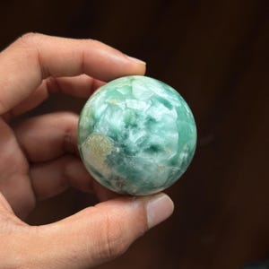 134g Larimar Sphere from Dominican Republic – Natural Blue Green Polished Crystal Ball, Collectible Caribbean Stone, Home Decor Gift