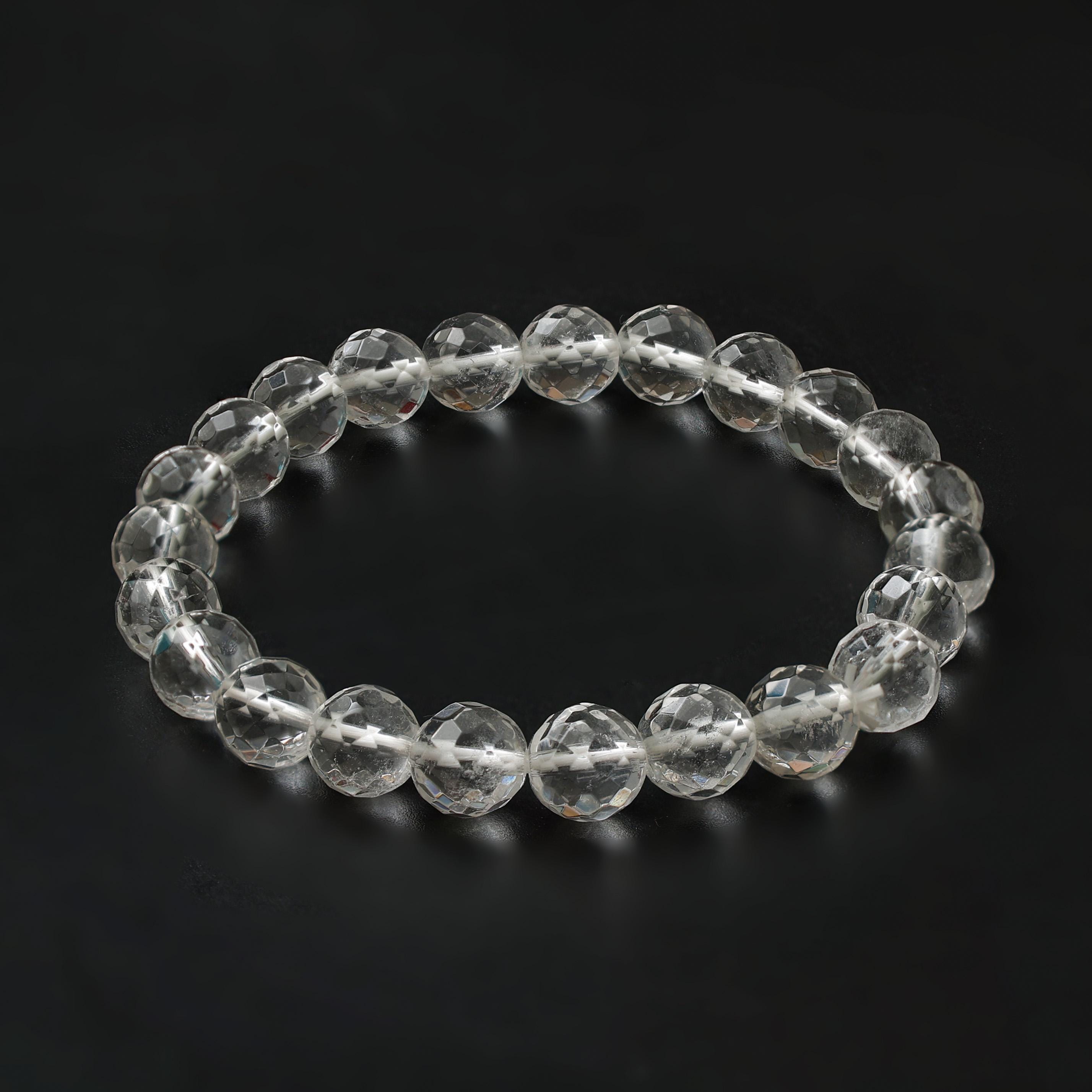Clear Quartz Bracelet: Luminous Multi-Faceted Gemstone Strand