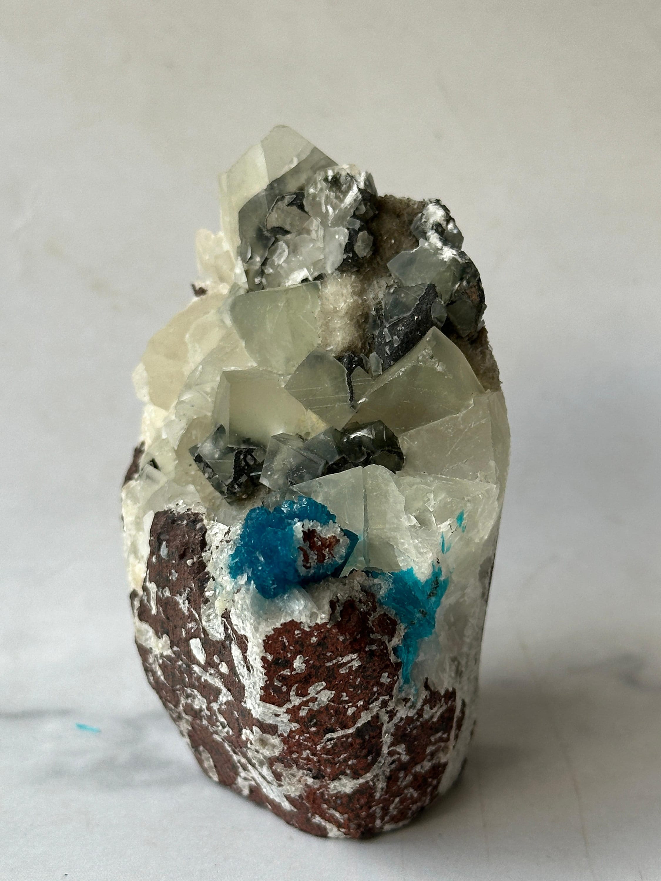 Vibrant Blue Cavansite Pentagonite Mineral Specimen, Indian Geode Matrix (3.5 inches)