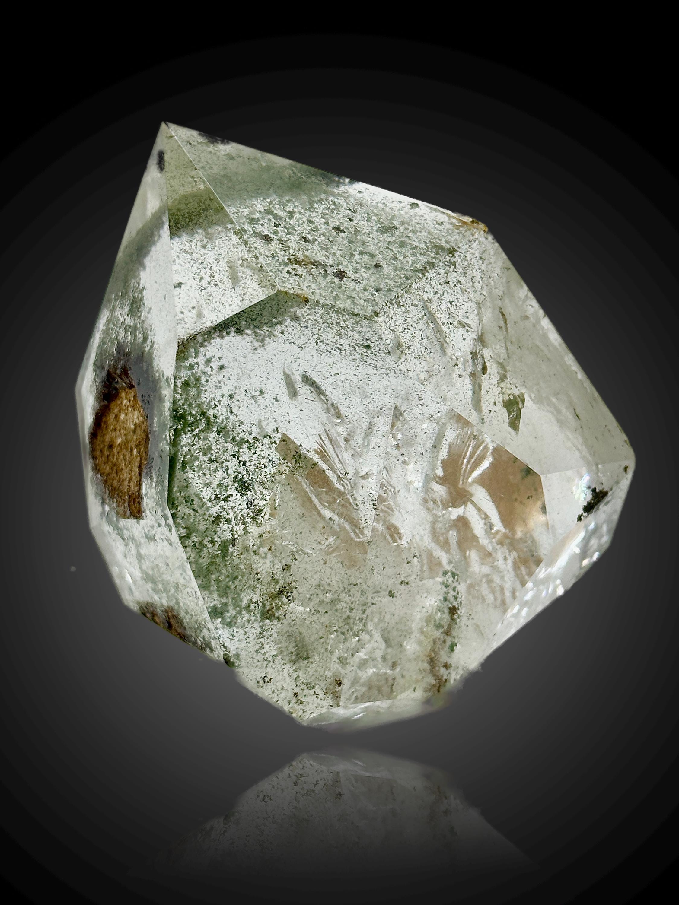 Chlorite Quartz Point: Raw Green Crystal Specimen, Karur Mines (411g)