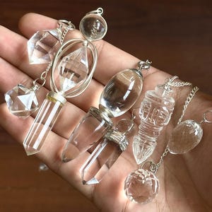Quartz naturel transparent de haute qualité pour les yeux - Merkaba, Dorje, spirale, dessins à facettes, pendules, radiesthésie, guérison spirituelle, affirmation positive