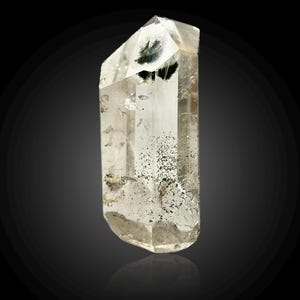 Chlorite Quartz Crystal, 95g, 2.5x1.5x1in, Raw Green-Included Specimen from India, Collector’s Piece