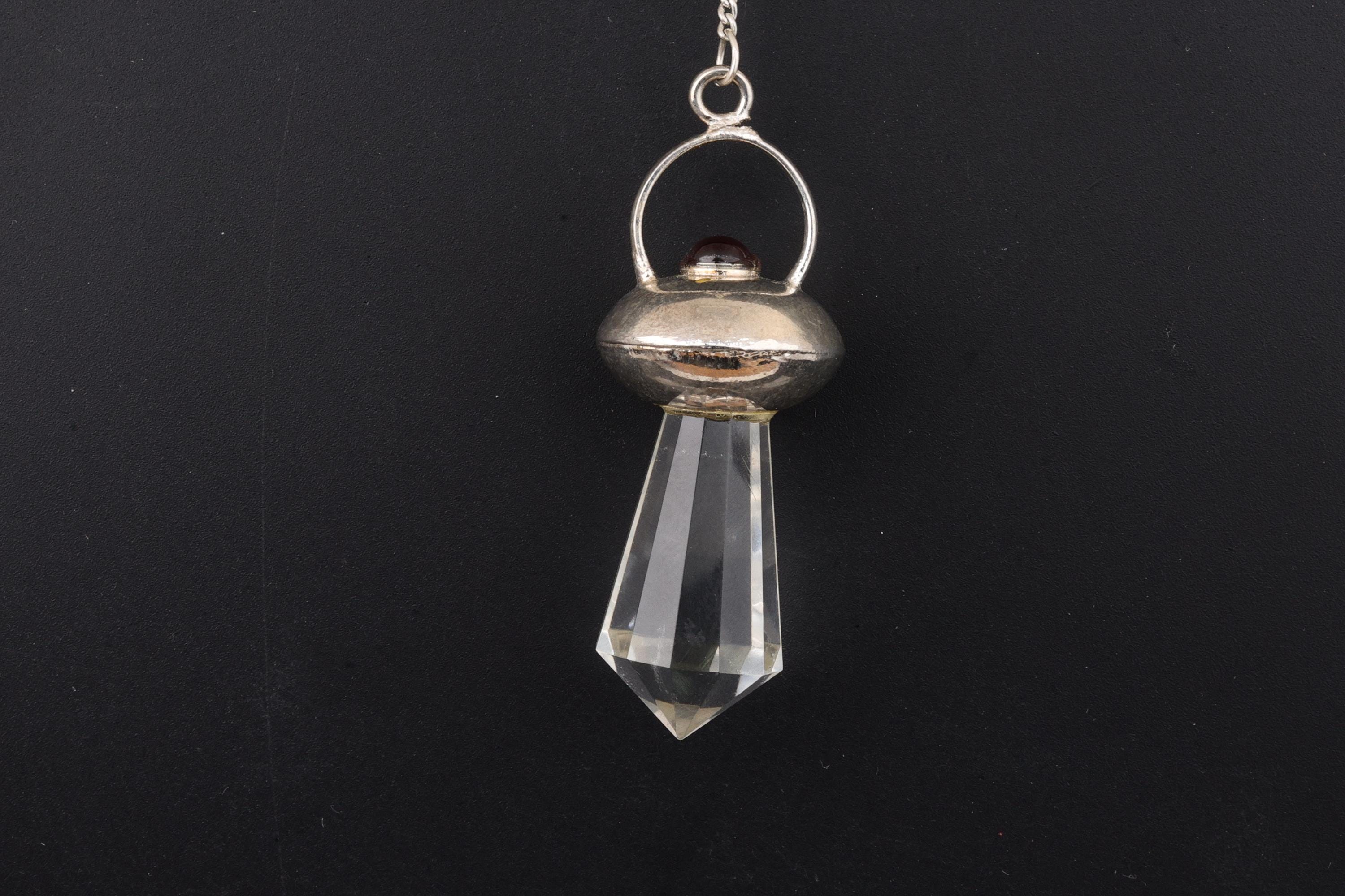 Clear Quartz & Garnet Crystal Point Pendulum Pendant