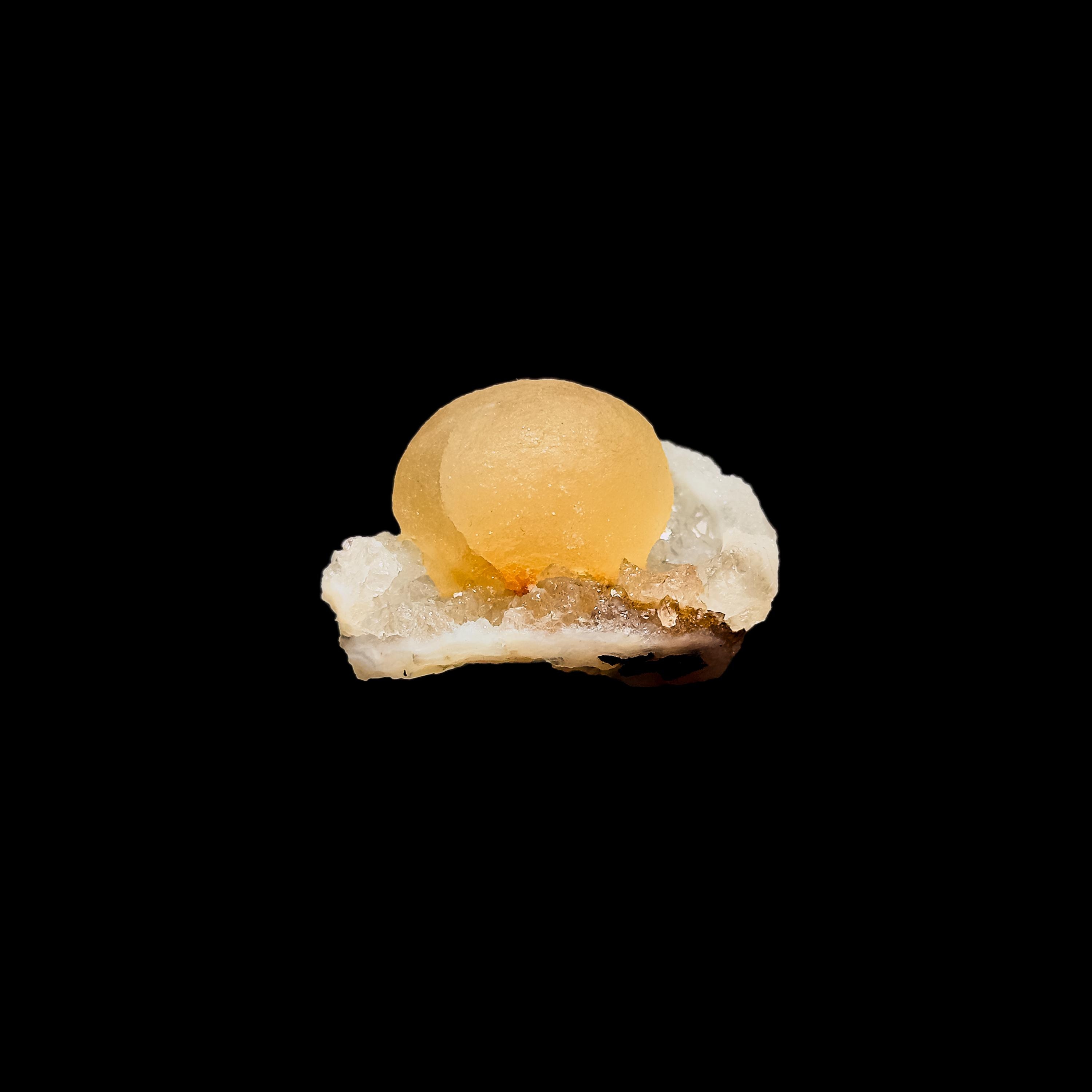 Botryoidal Orange Fluorite on Quartz, Jalgaon Mineral Specimen