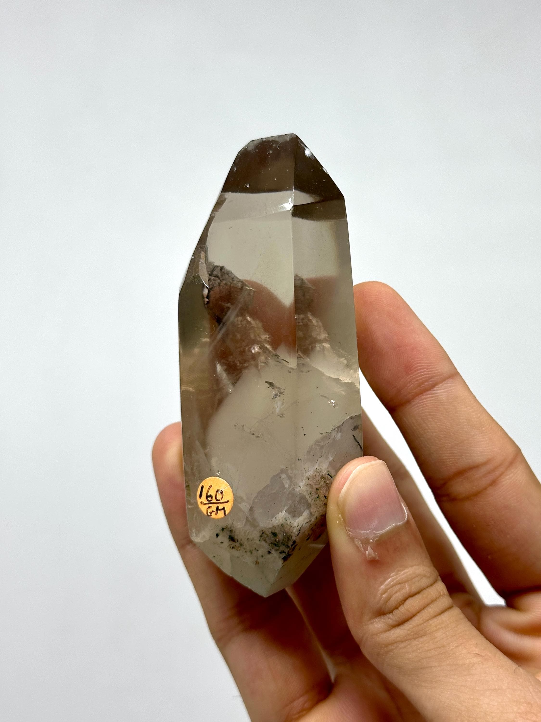 Himalayan Smoky Quartz Point: Albite Inclusions, Collectible Crystal