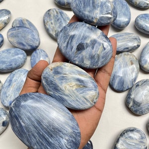 Bulk AAA Large Size 3.5inch 1 KG Blue Kyanite Shapes, Palmstones, Hearts,  High-Grade, free worldwide shipping