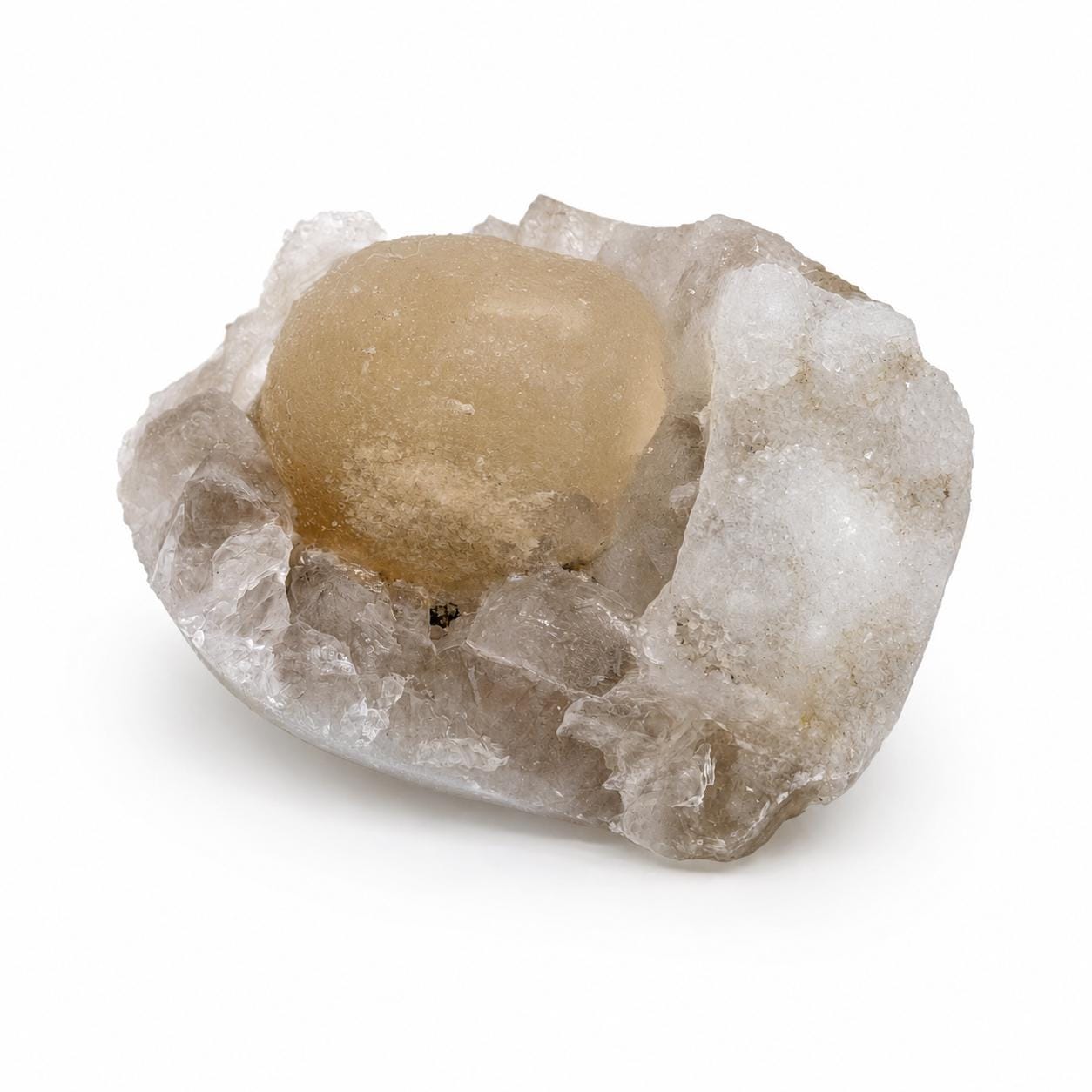 Yellow Botryoidal Fluorite on Quartz Cluster #4