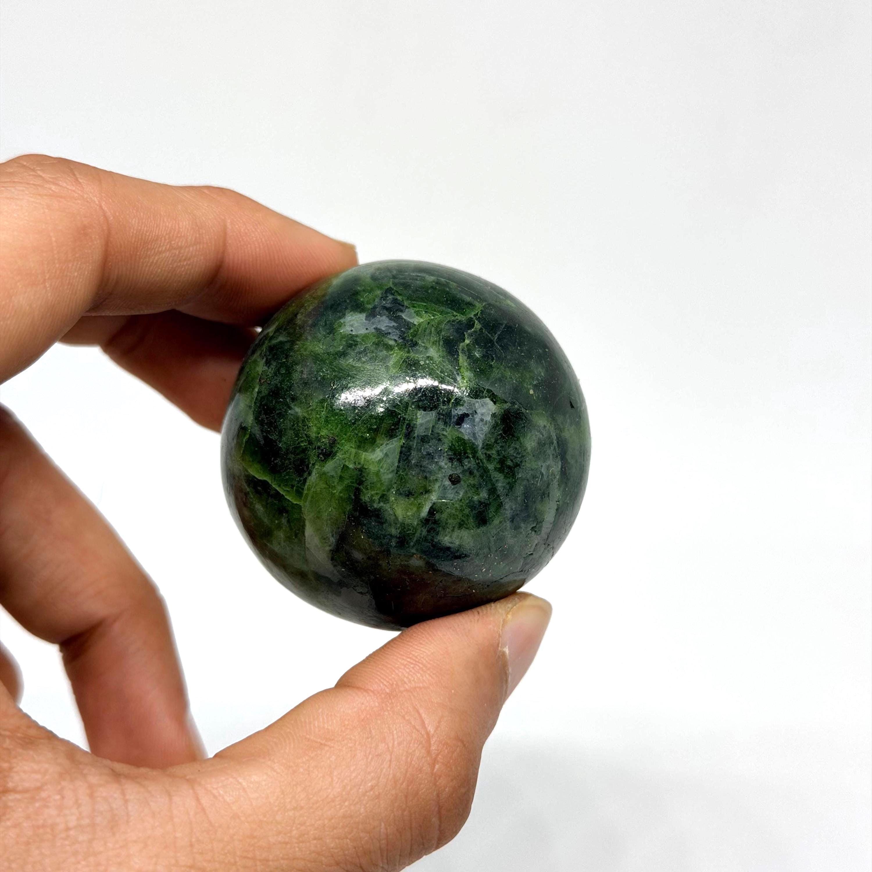 Chrome Diopside Sphere • Deep Forest Green • Polished Crystal Ball (141 g)