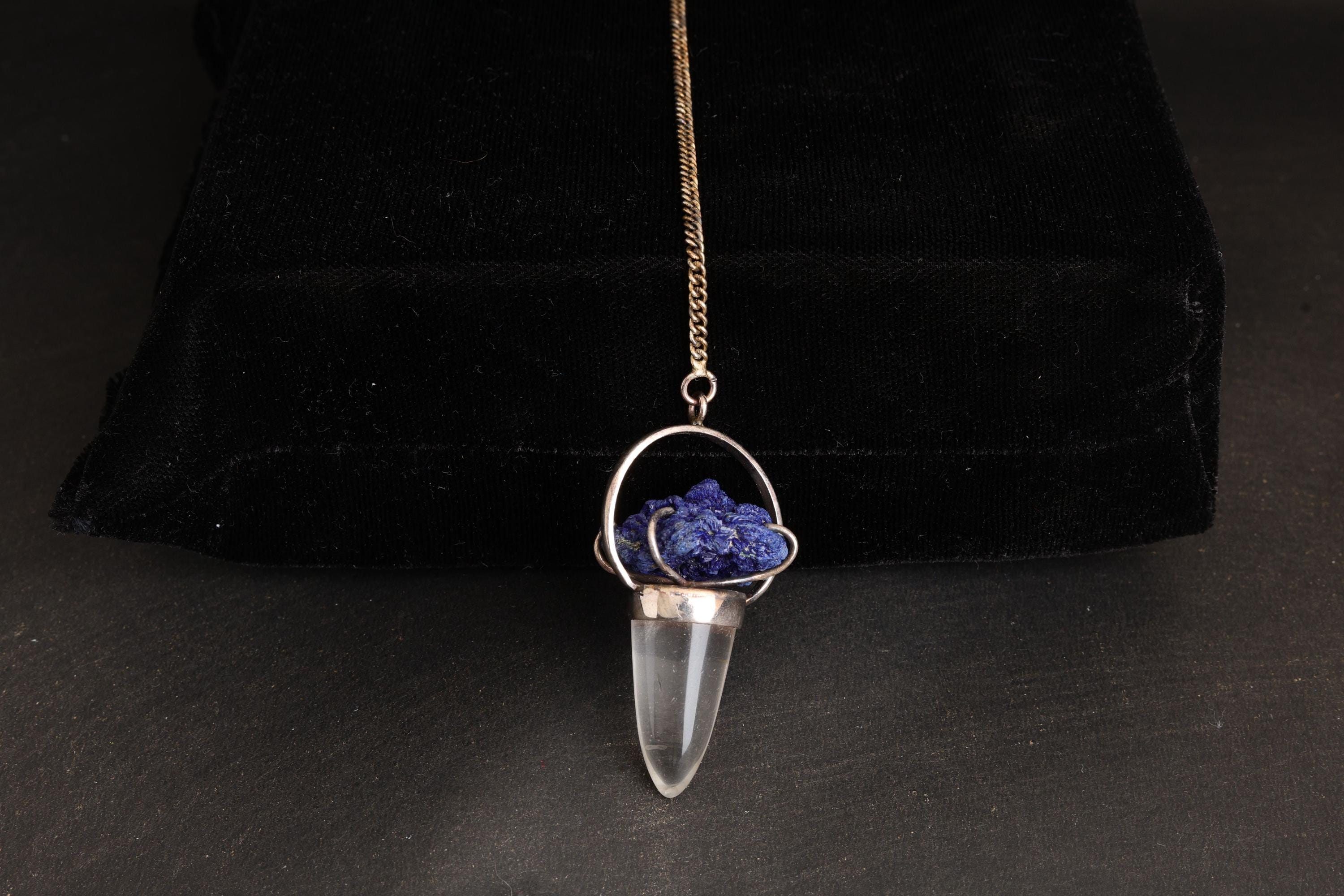 Clear Quartz Smooth Point with Azurite Top