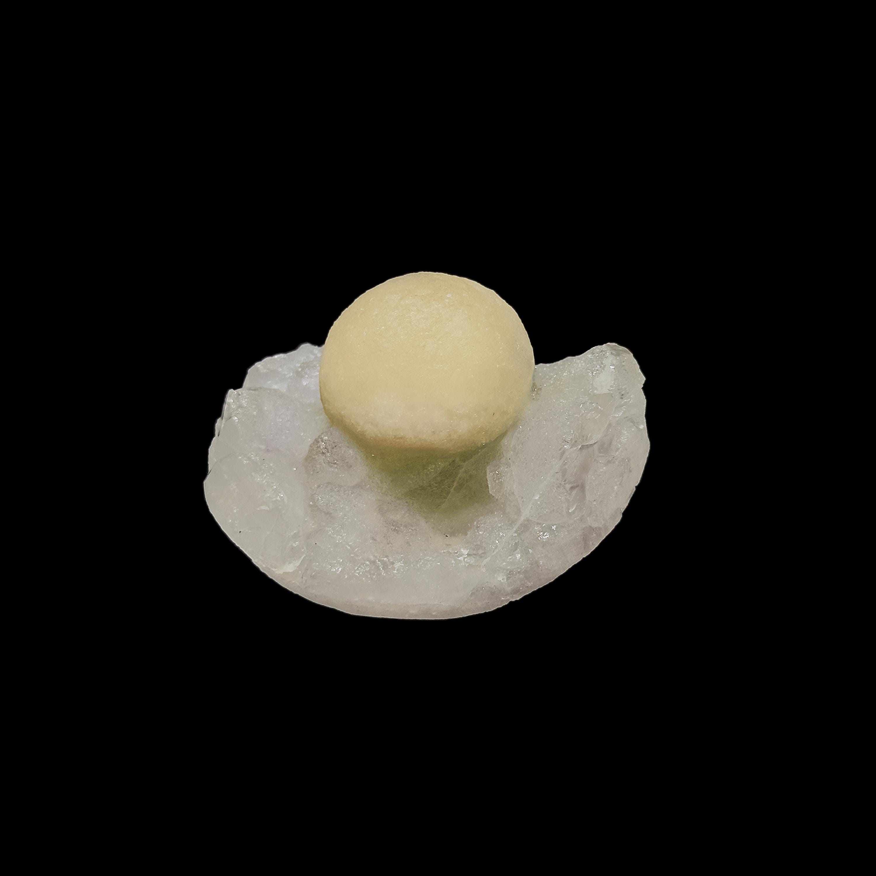 Botryoidal Yellow Fluorite on Quartz #1