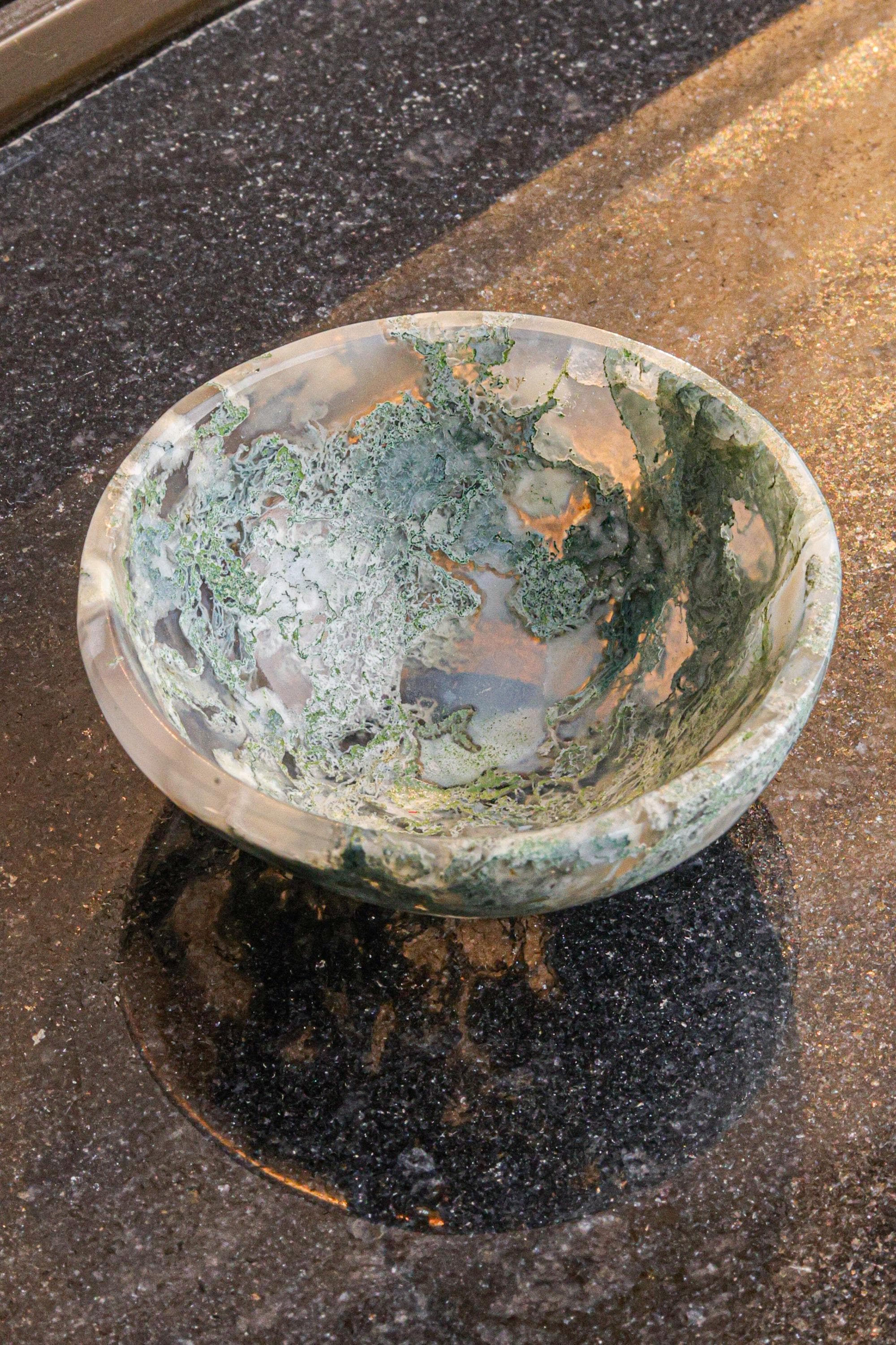 Polished 2-Inch Moss Agate Keepsake Bowl