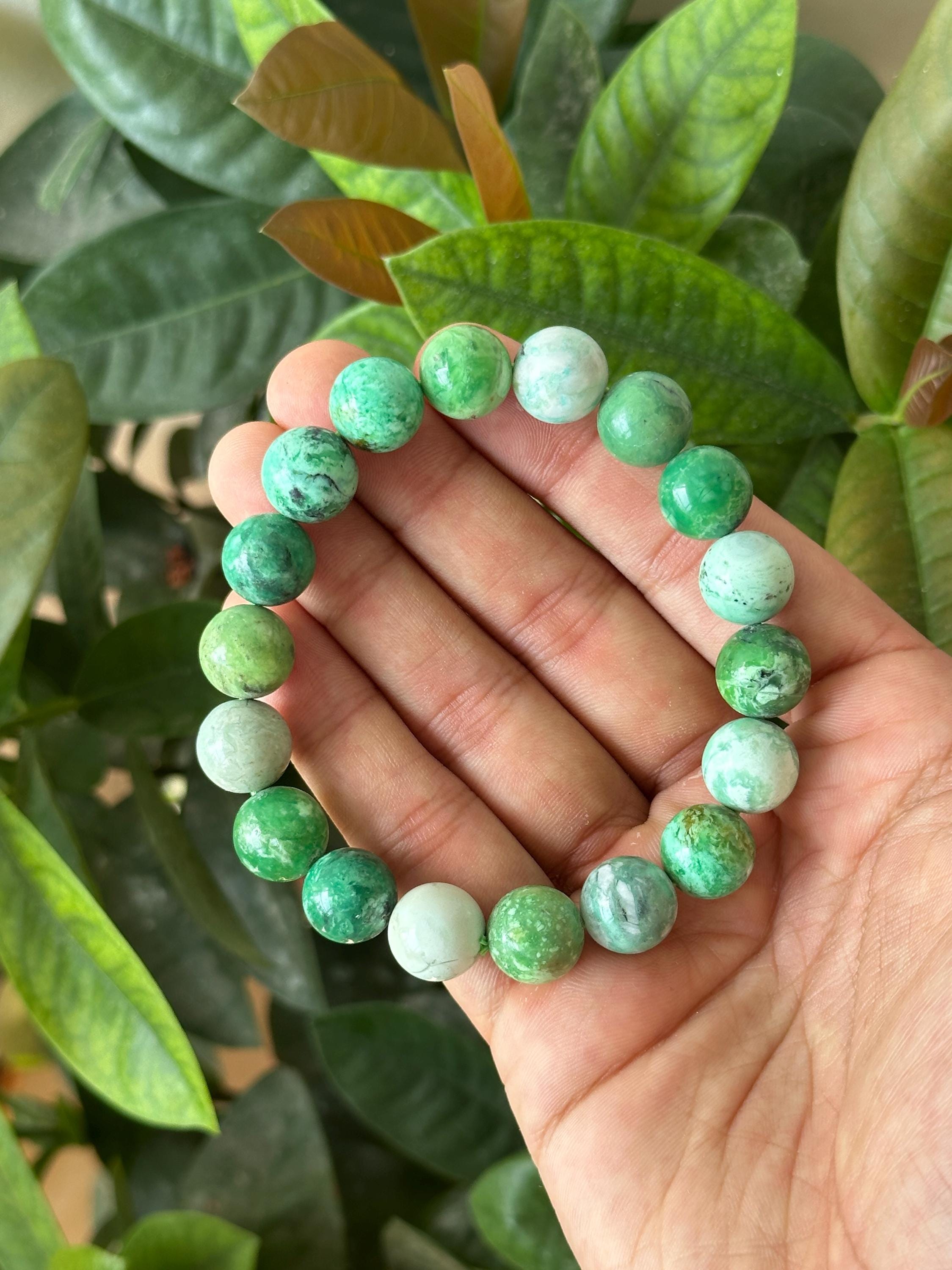 AAA Variscite Beaded Bracelet: 13mm Natural Stone, Emotional Balance