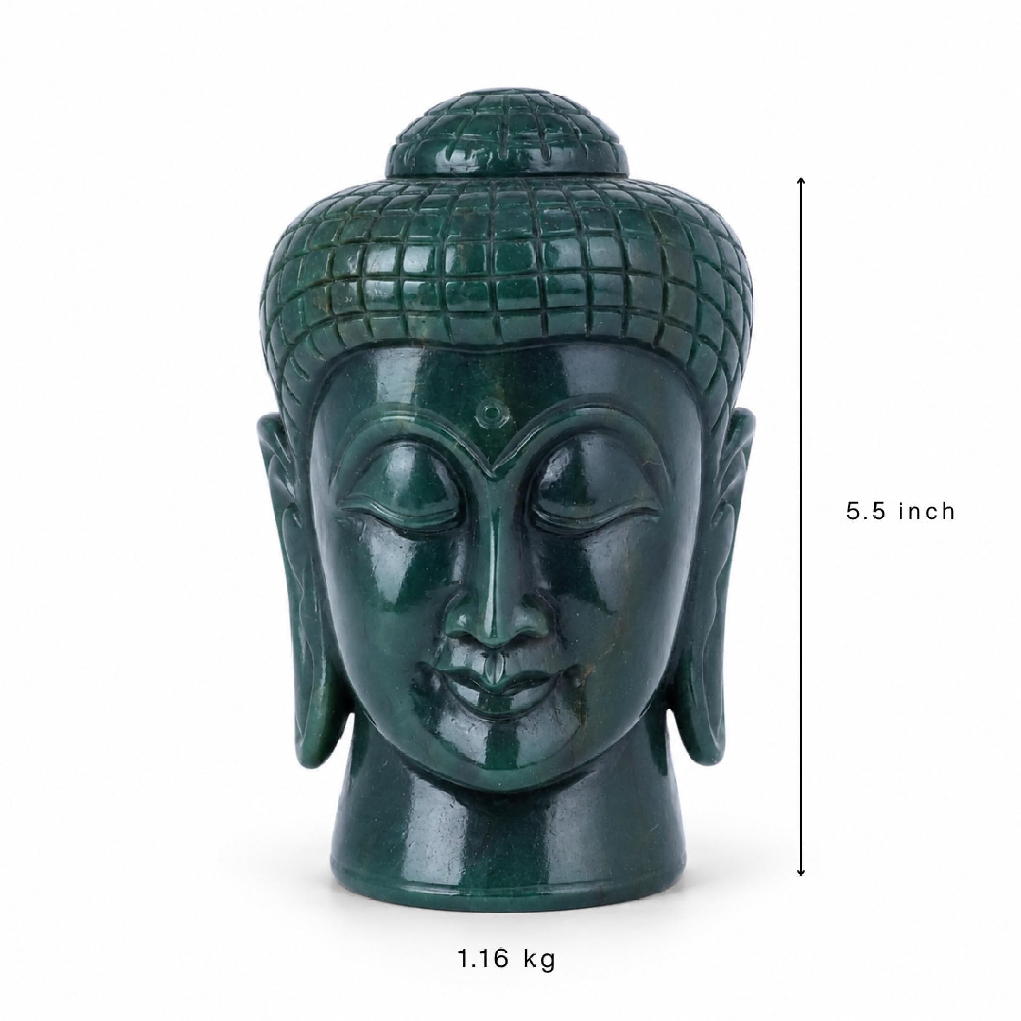 Green Aventurine Buddha Head Carving