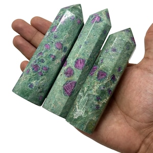 Ruby Fuchsite Tower: Polished Gemstone Point for Healing & Home Decor