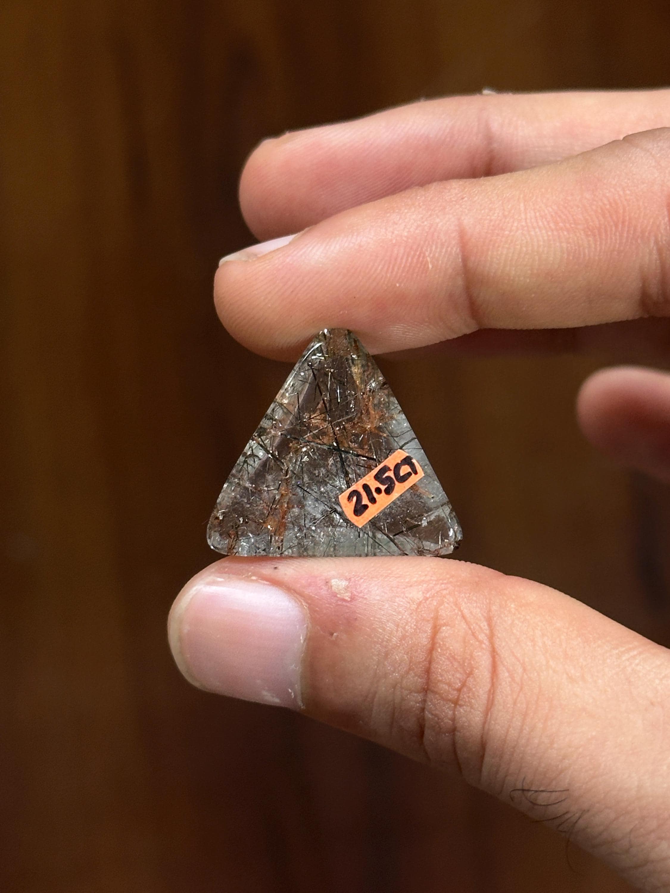 Tourmalinated Quartz Cabochon: Red Rutile Needle Inclusions, Brazil Origin