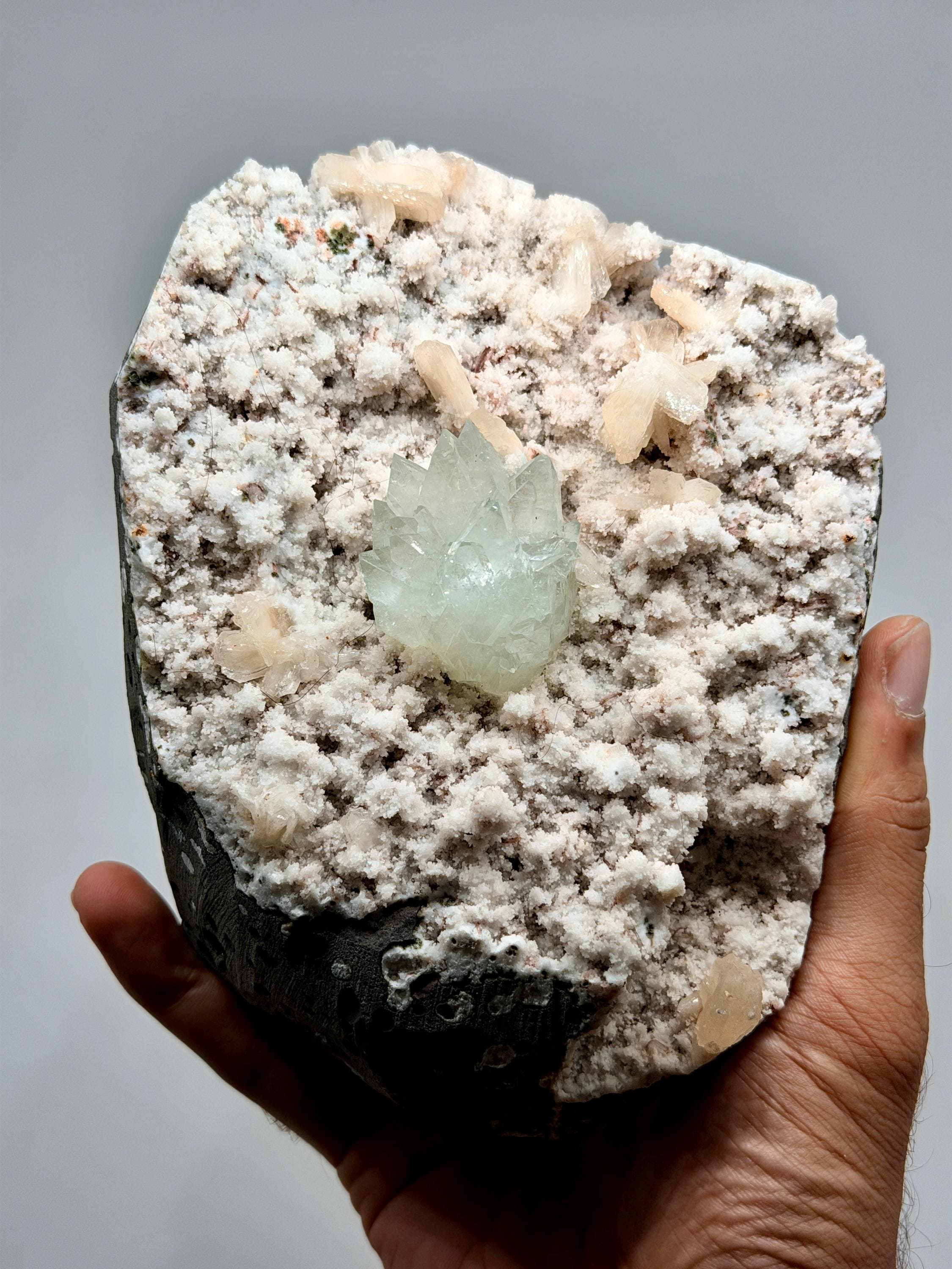 Green Apophyllite with Stilbite & Okenite Specimen #7