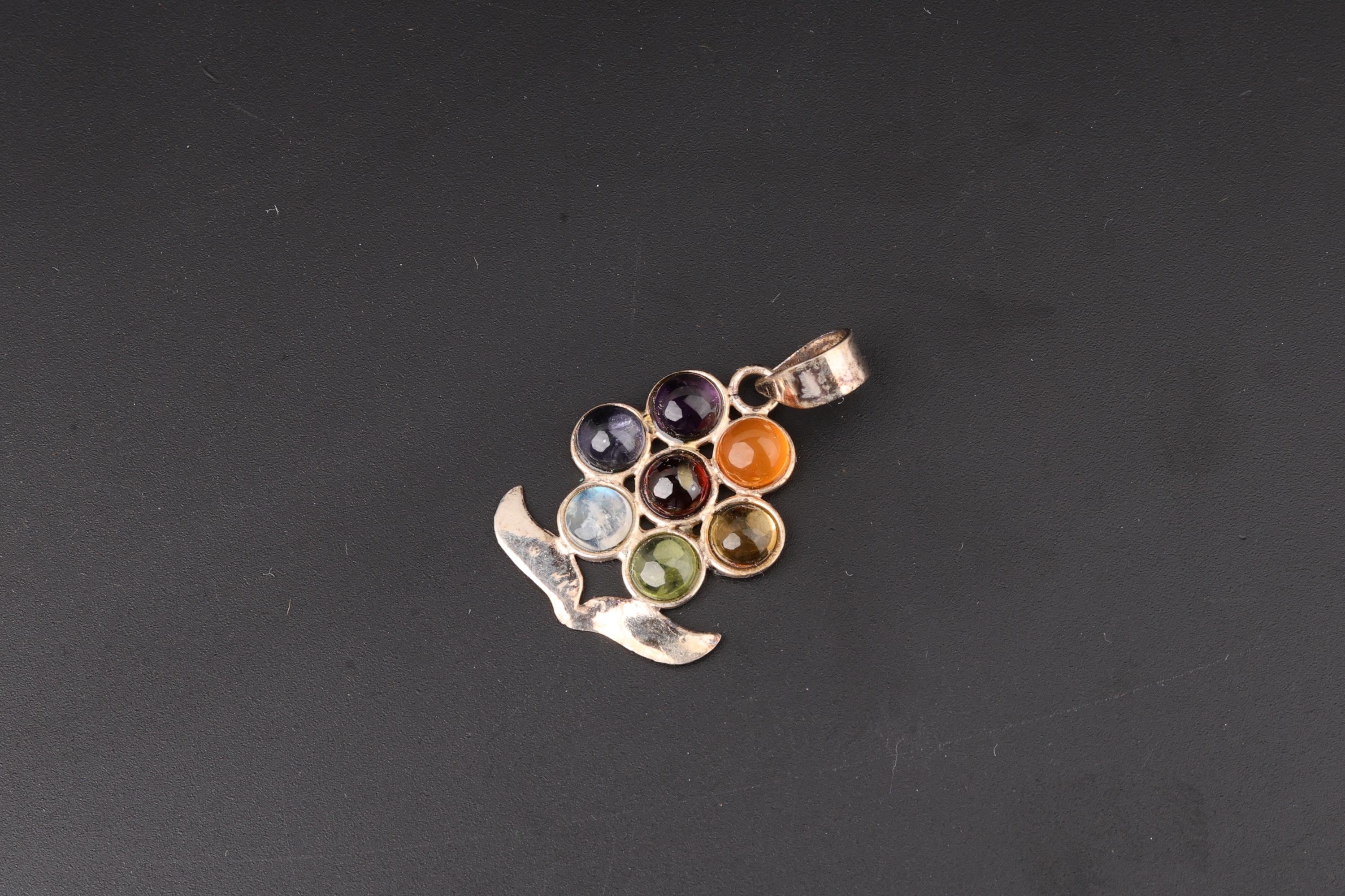 7 Chakra Multi-Gemstone Lotus Pendulum Pendant