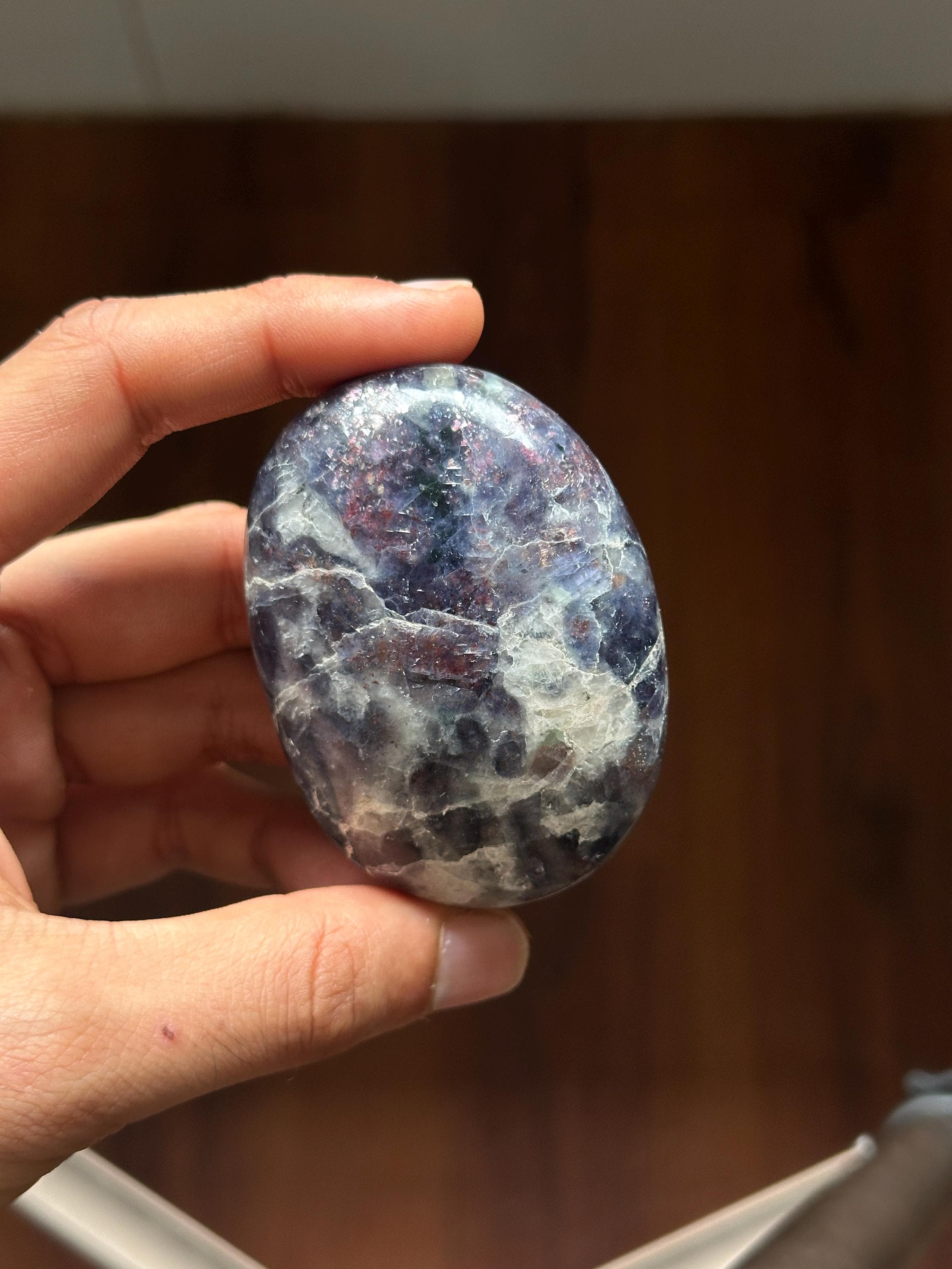 Polished Sunstone Palmstones with Iolite Base #1