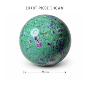 83mm 830g | Ruby in Fuchsite Sphere - Bright Green with Fine Ruby Speckling