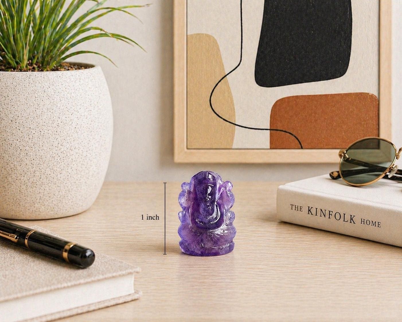 1-Inch Amethyst Ganesha Talisman: Royal Intuition
