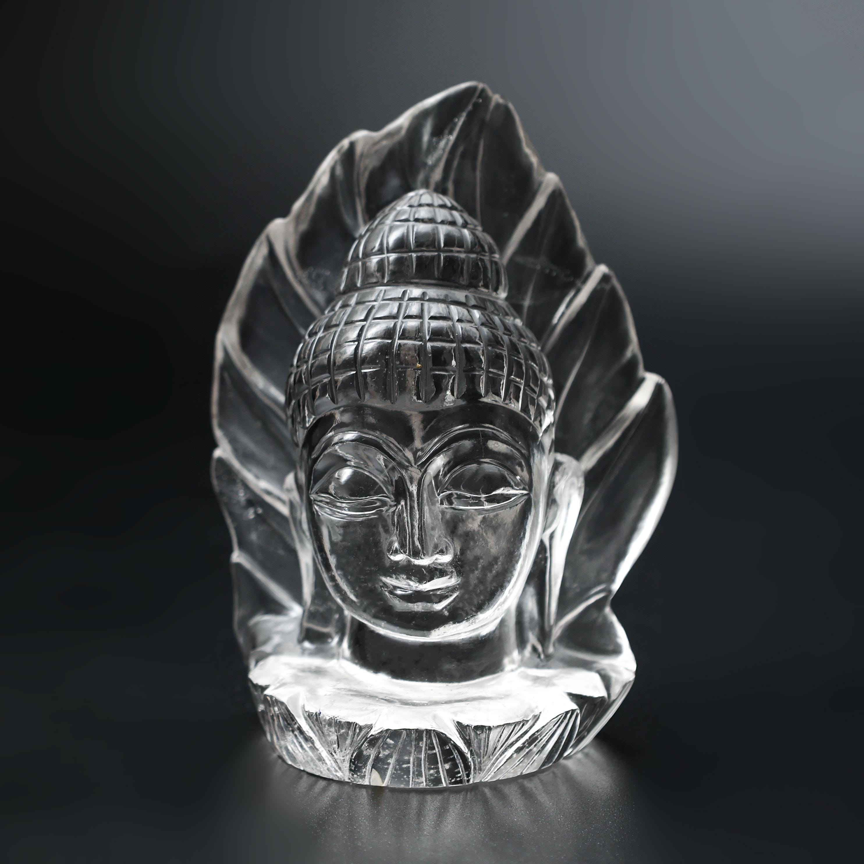Clear Quartz Buddha 5-Inch Head Sculpture