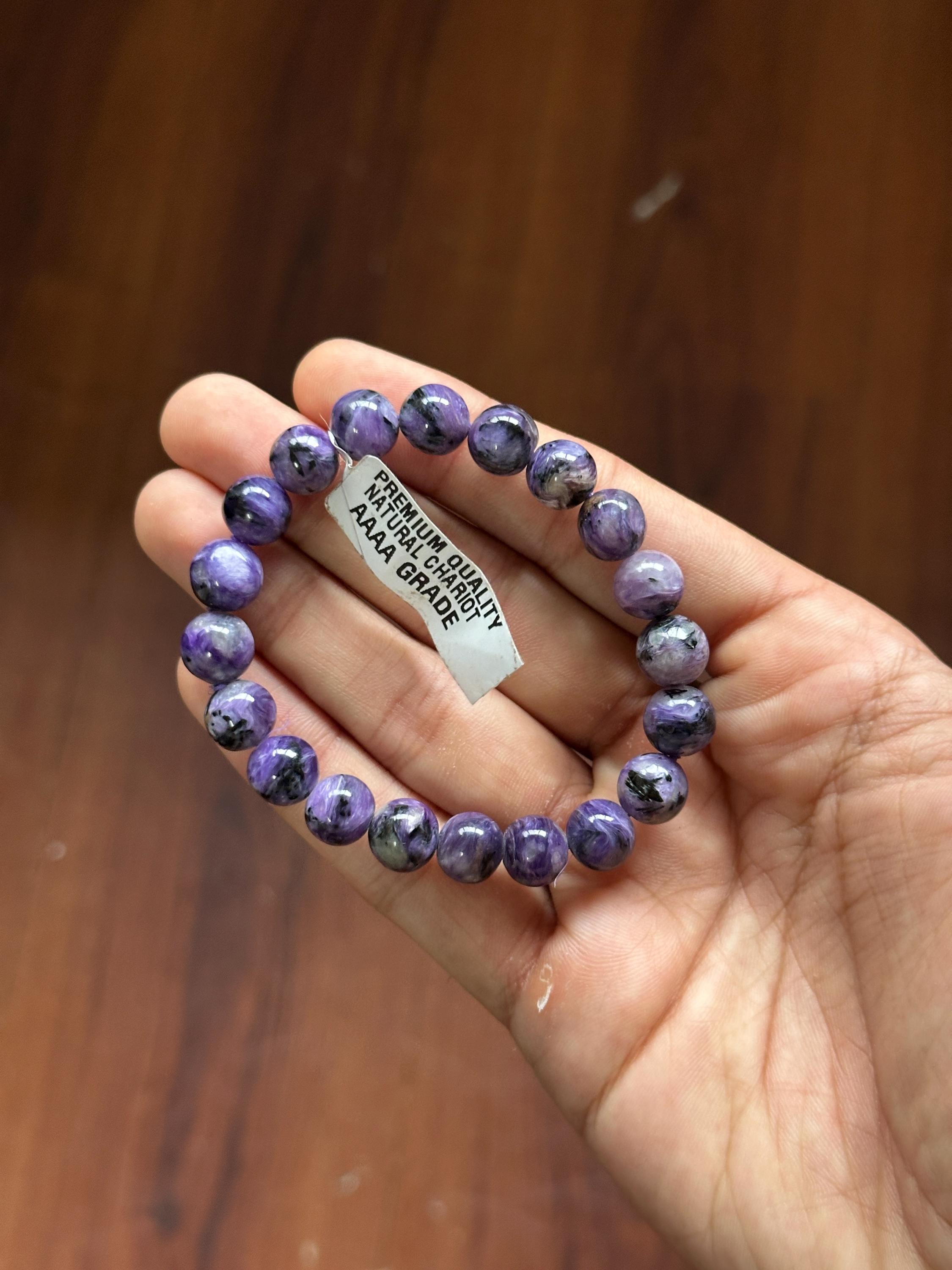 AAA Charoite Bracelet, 8mm Polished Round Beads