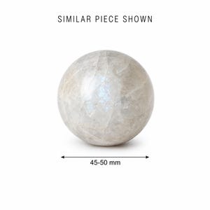 45–50mm  | Blue Flash Moonstone Sphere - Soft White with Blue Sheen