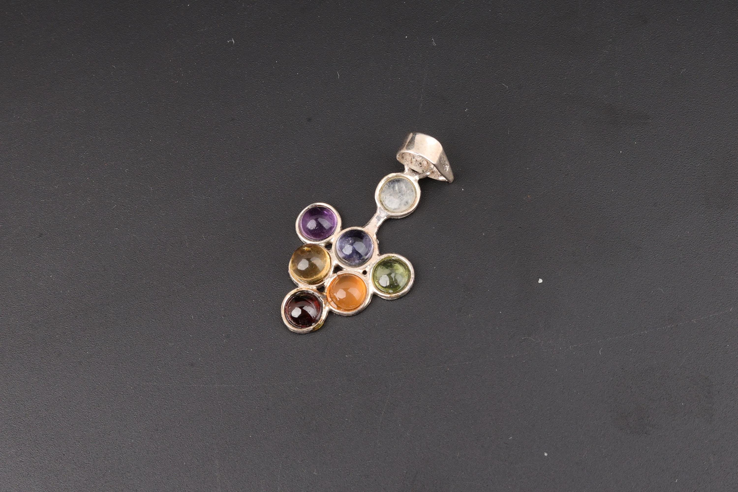 7 Chakra Multi-Gemstone Cross Pendulum Pendant